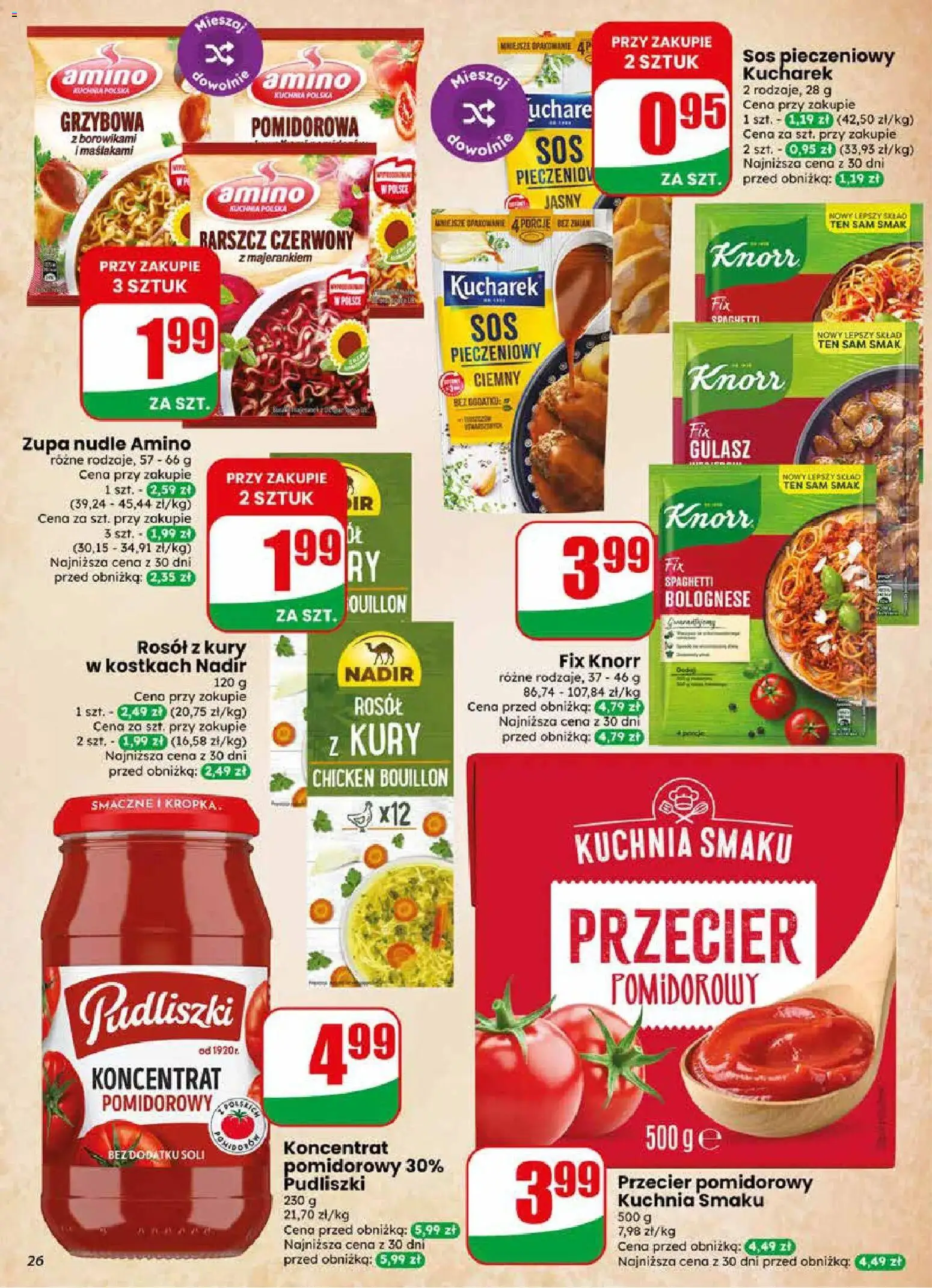 Dino gazetka od 22.04.2026 | Strona: 26 | Produkty: Przecier pomidorowy, Koncentrat pomidorowy, Zupa, Sos