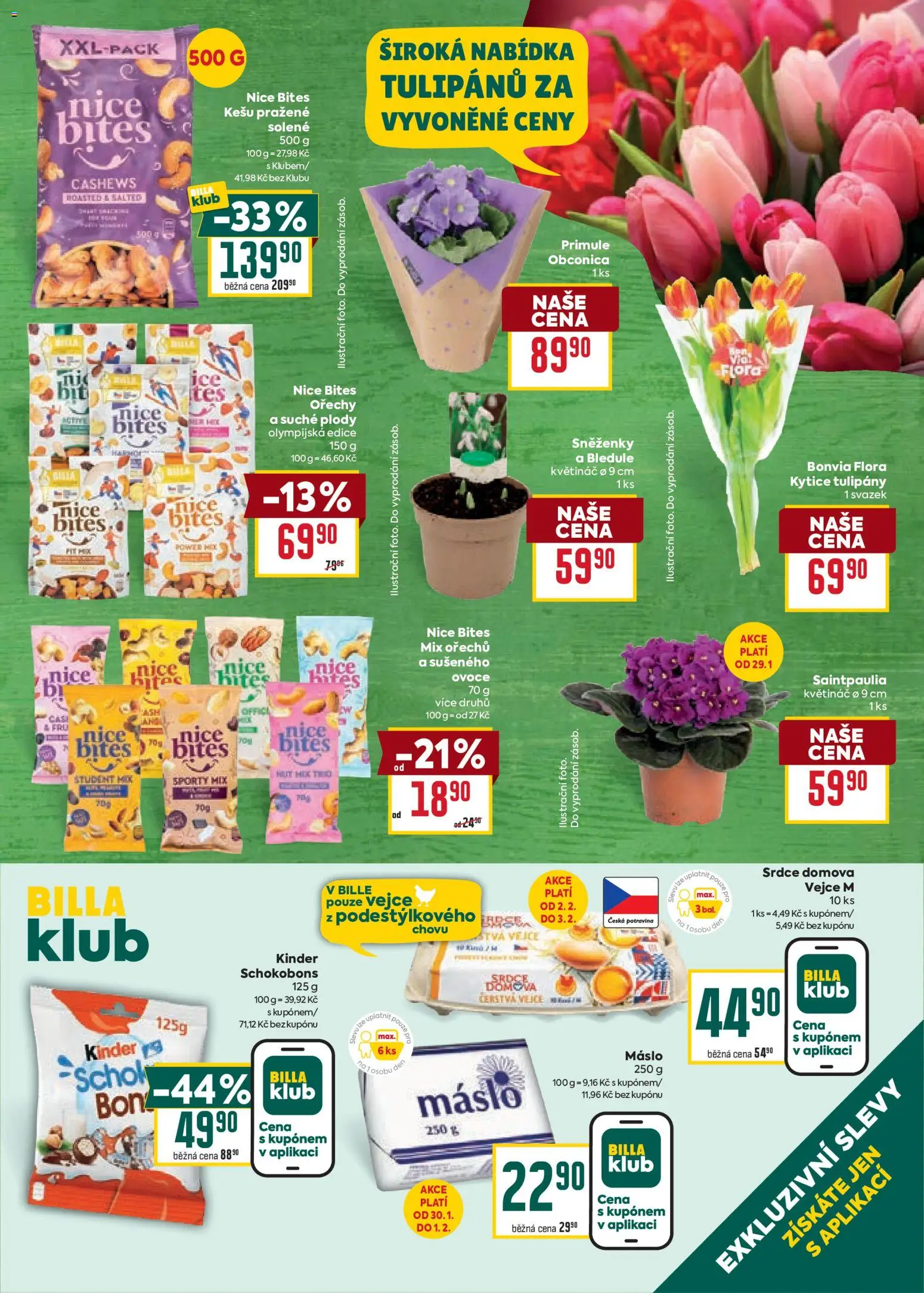 Billa Velký leták od 28.01.2026 | Strana: 3 | Produkty: Mix ořechů, Vejce, Kytice, Flora