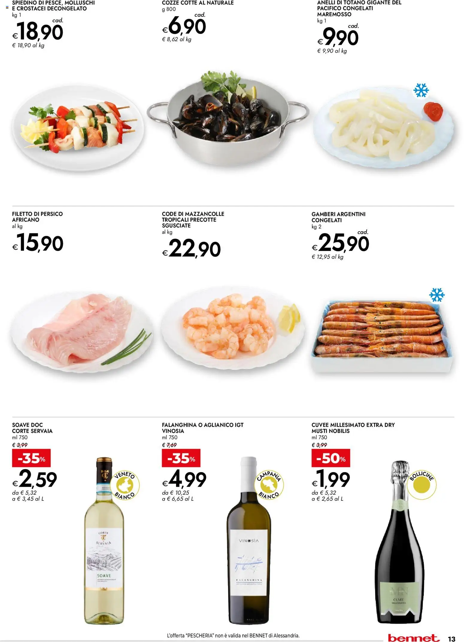 Volantino bennet del 23.03.2026 | Pagina: 13 | Prodotti: Gamberi, Cozze, Mazzancolle, Totano