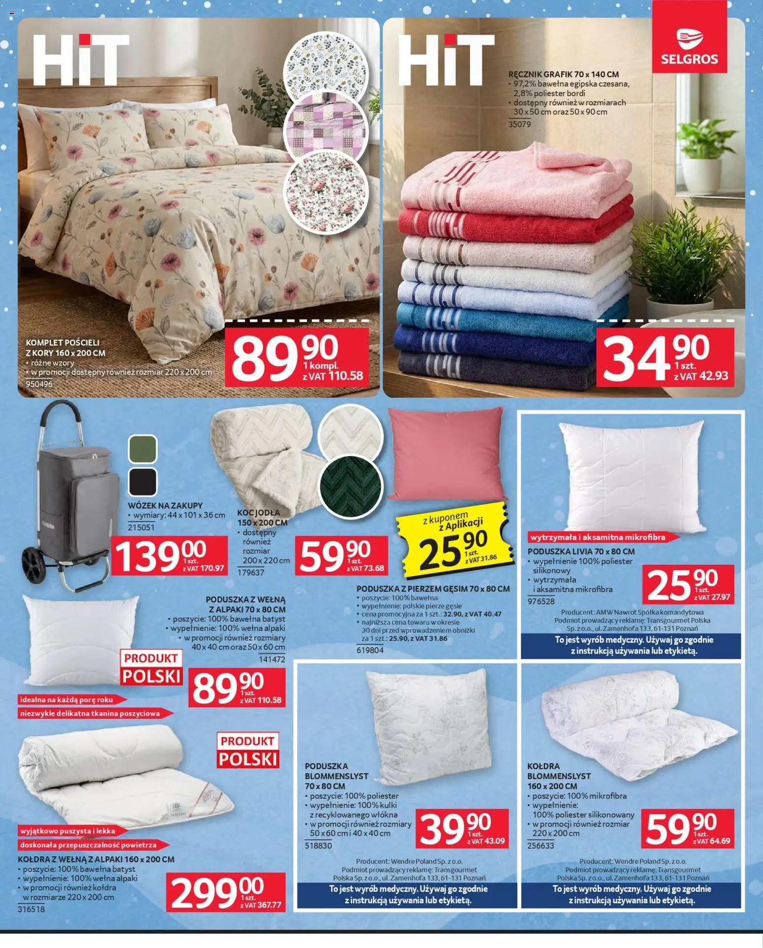 Selgros cash&carry Gazetka - Oferta przemysłowa od 08.01.2026 | Strona: 16 | Produkty: Wózek na zakupy, Poduszka, Kołdra