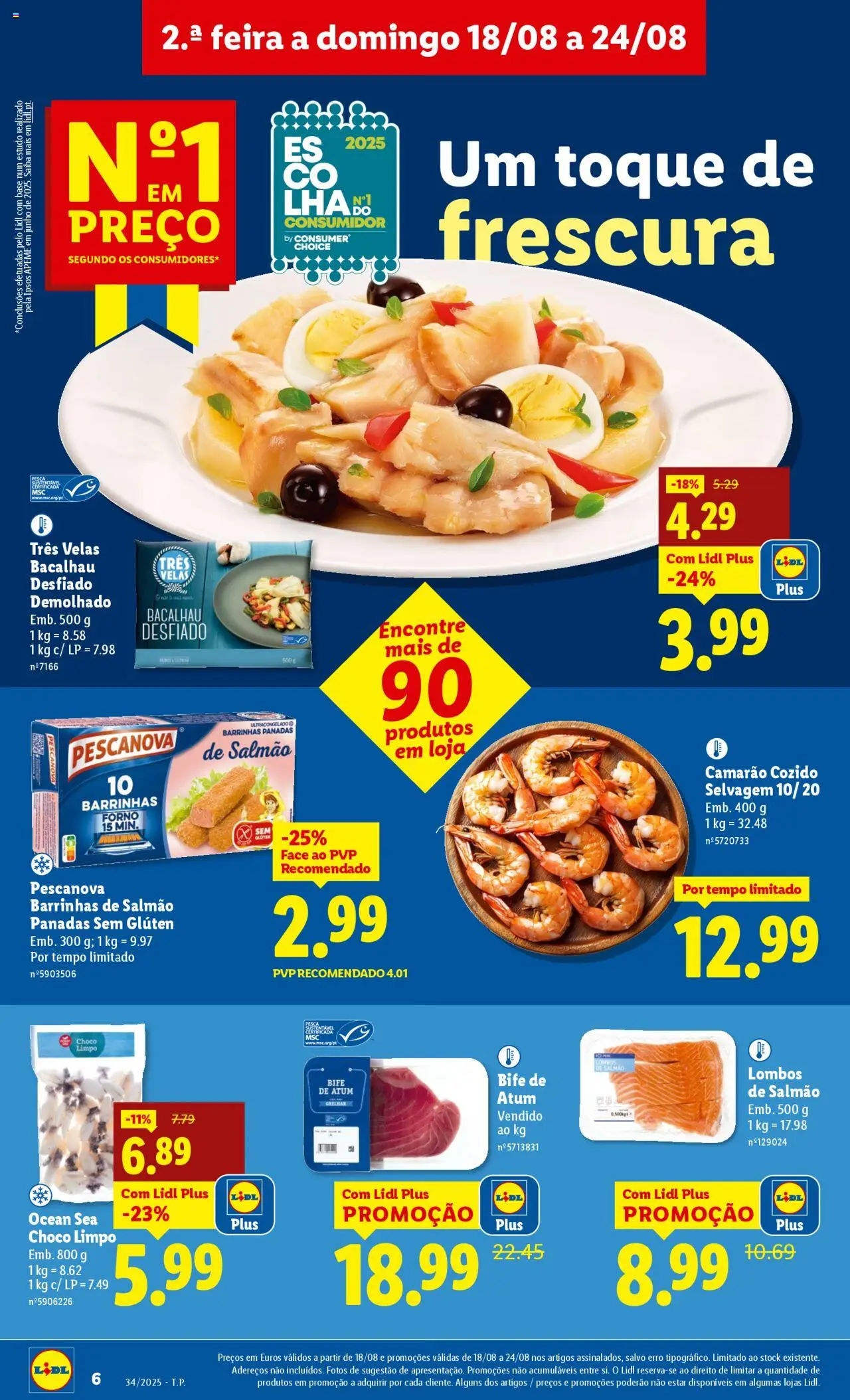 Lidl folheto │ válido de 18.08.2025 | Página: 6 | Produtos: Atum, Bacalhau, Camarão, Base