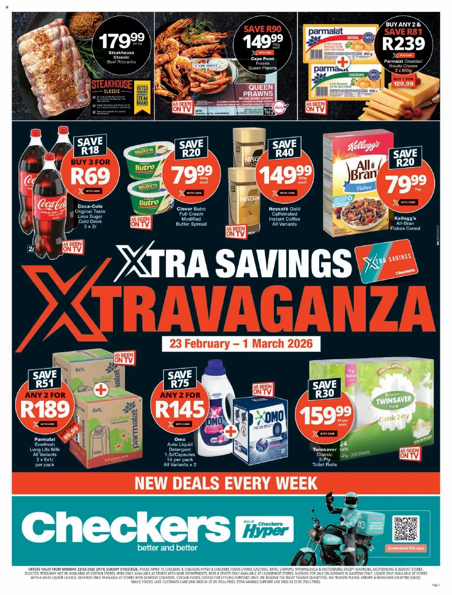New Checkers catalogue – valid from 23.02.2026 | Page: 1 | Products: Cheese, Wine, Beef, Seafood