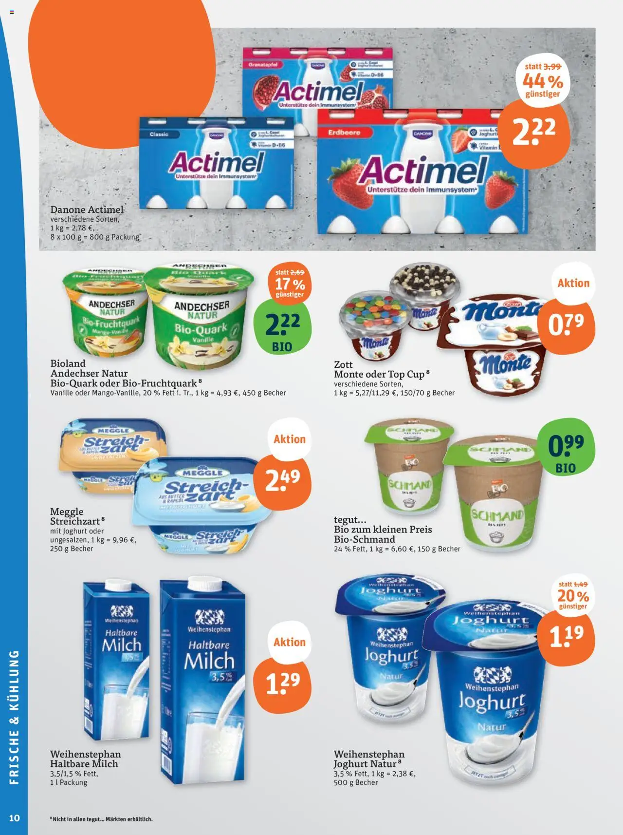 Tegut Prospekt - gültig ab dem 11.08.2025 | Seite: 12 | Produkte: Top, Actimel, Milch, Joghurt