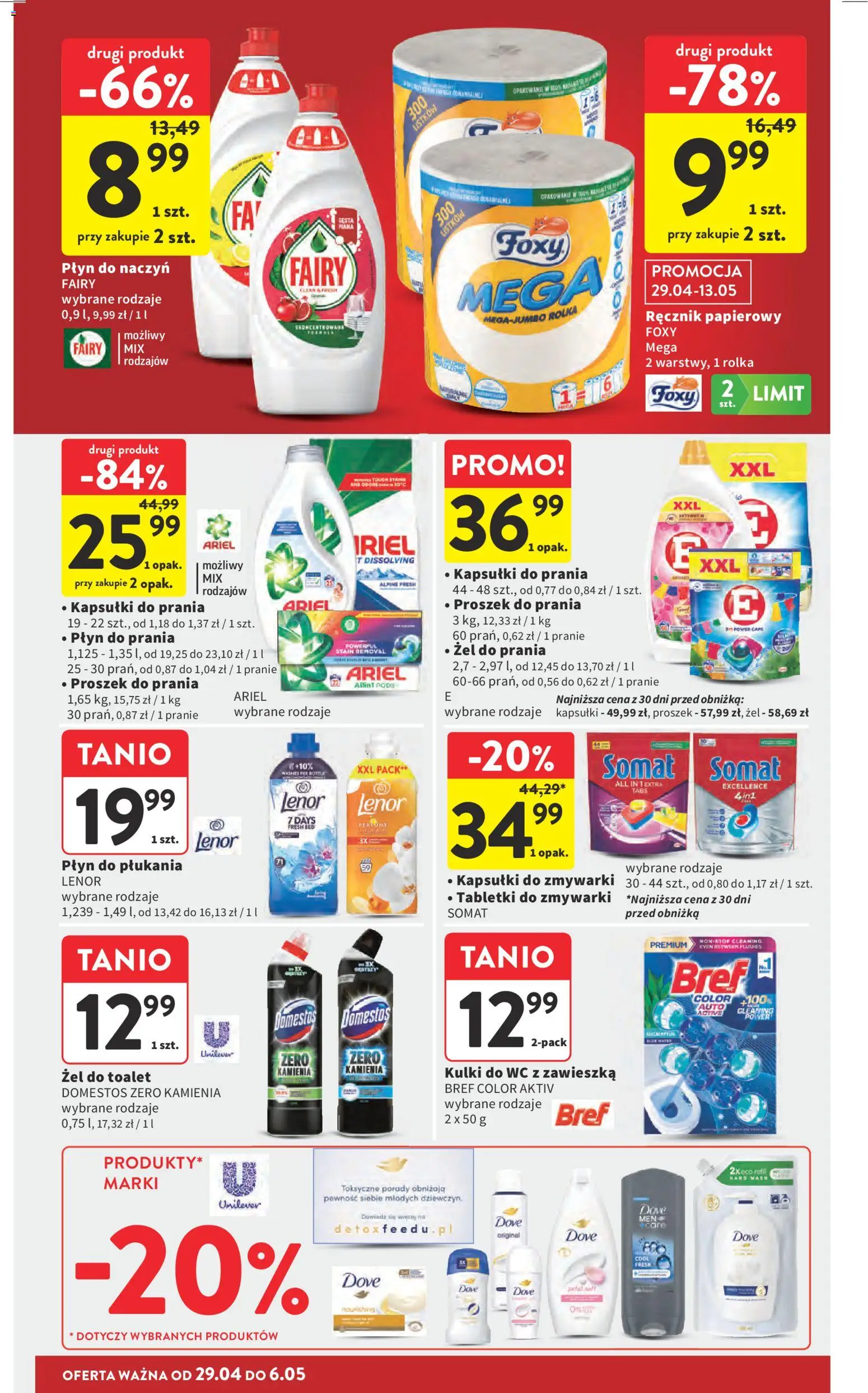 Intermarche gazetka od 29.04.2026 | Strona: 34 | Produkty: Ariel, Proszek do prania, Ręcznik papierowy, Kapsułki do zmywarki