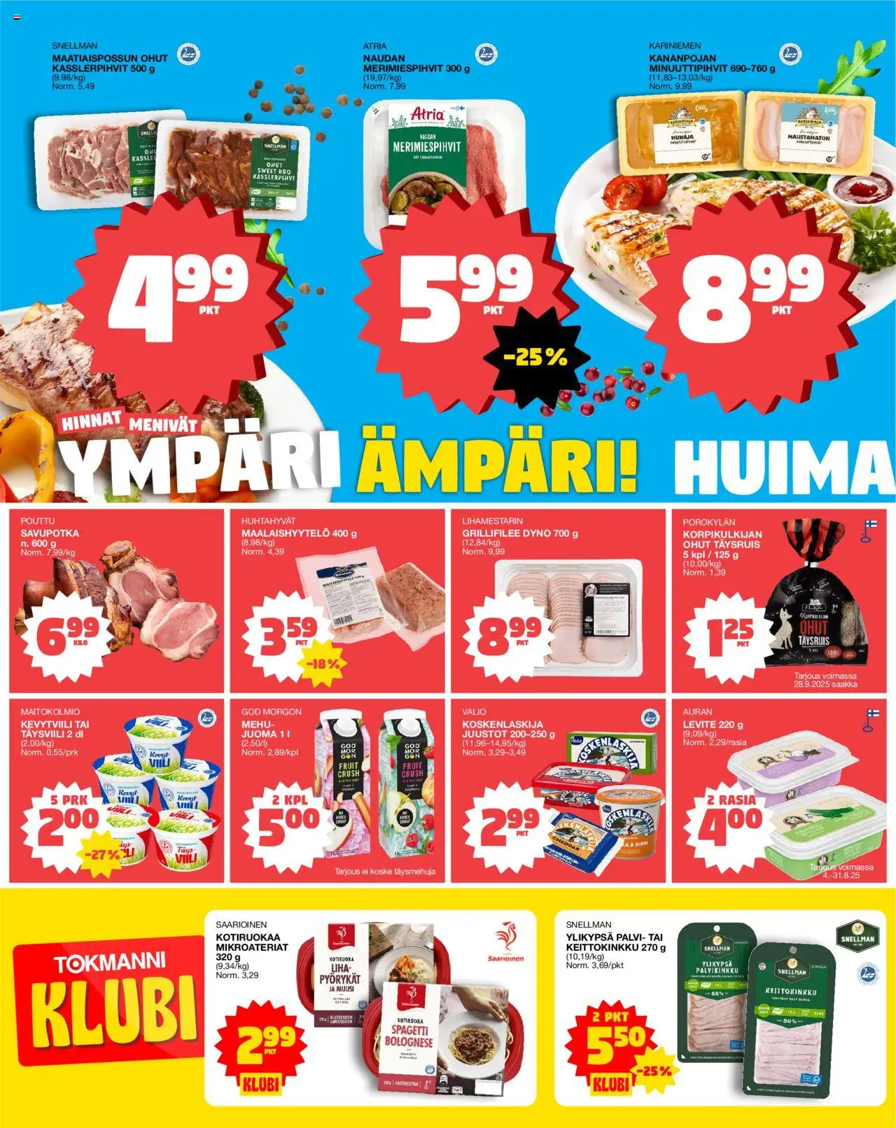 Tokmanni - EUROSPAR Ylöjärvi Ruokasanomat – voimassa 11.09.2025 alkaen | Sivu: 2 | Tuotteet: Spagetti, Cheddar, Mehu, Hunaja