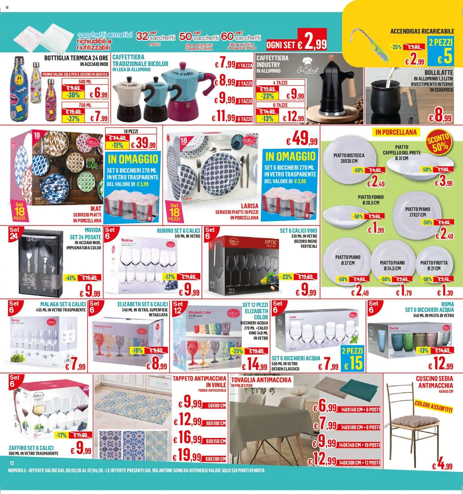Volantino Satur del 09.03.2026 | Pagina: 12 | Prodotti: Acqua, Frutta, Cappello, Alluminio