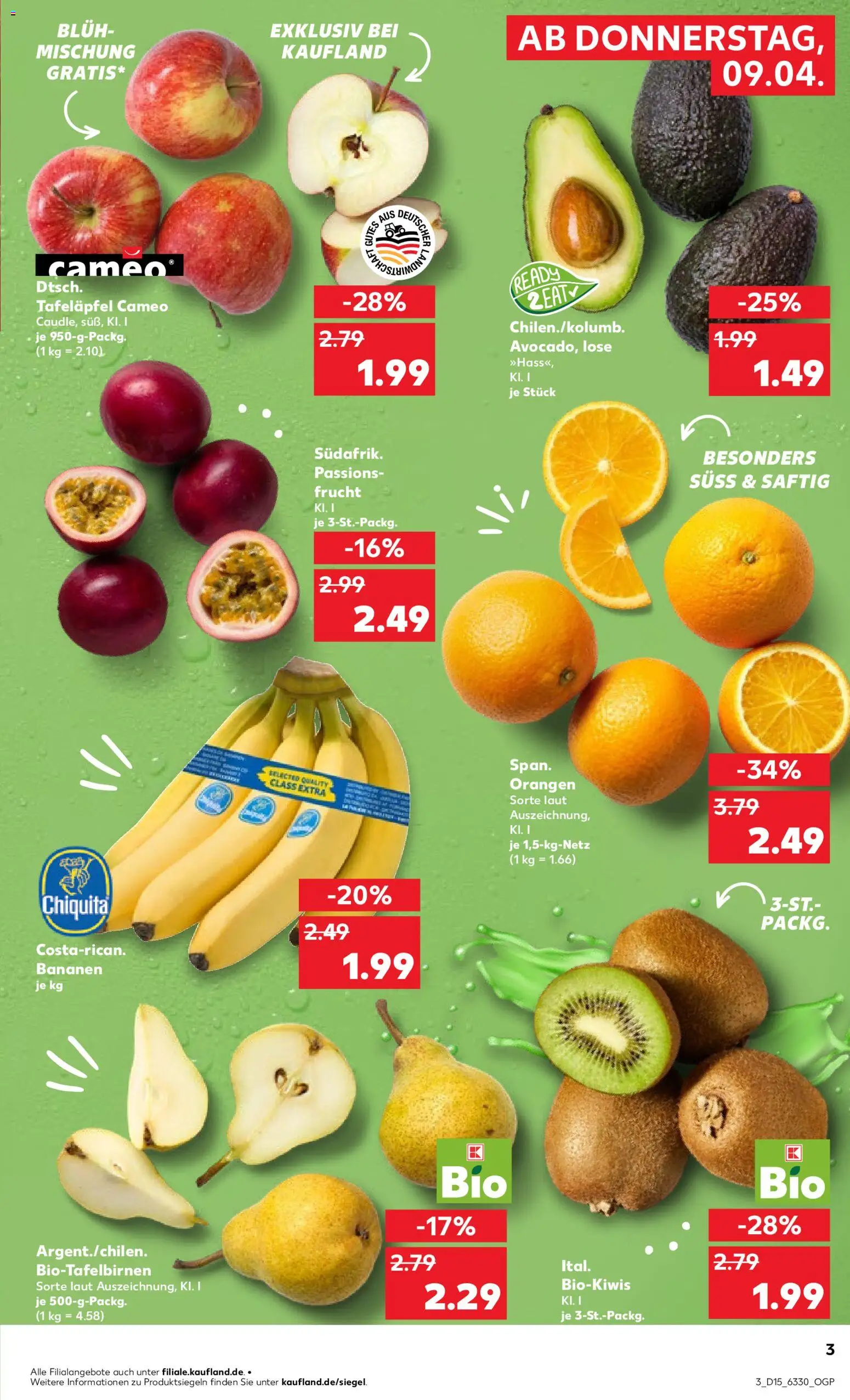 Kaufland Prospekt Kiel	 – gültig ab 09.04.2026 | Seite: 3 | Produkte: Bananen, Orangen, Avocado