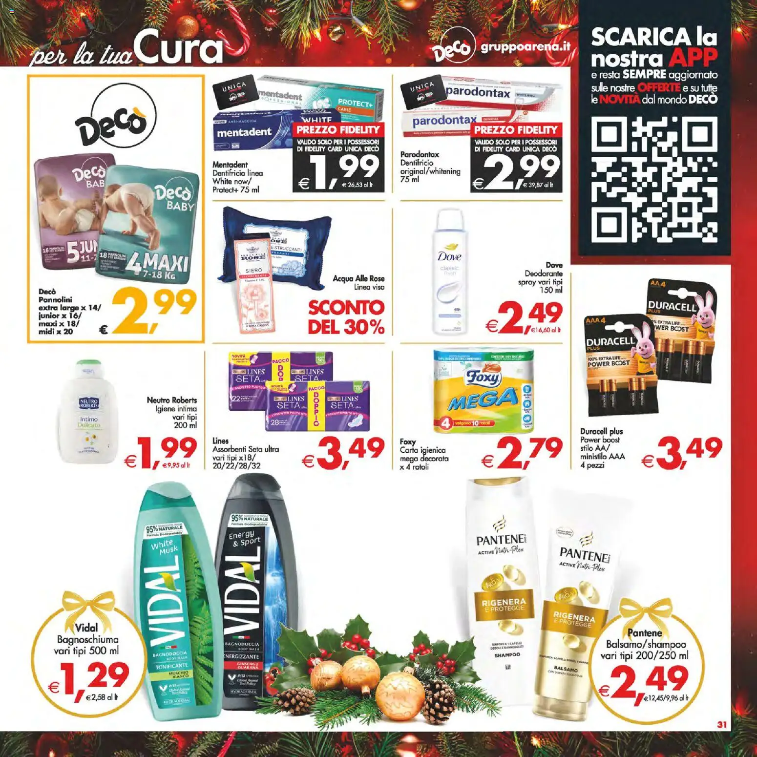 Volantino Decò del 16.12.2025 | Pagina: 31 | Prodotti: Pannolini, Carta igienica, Deodorante, Dentifricio