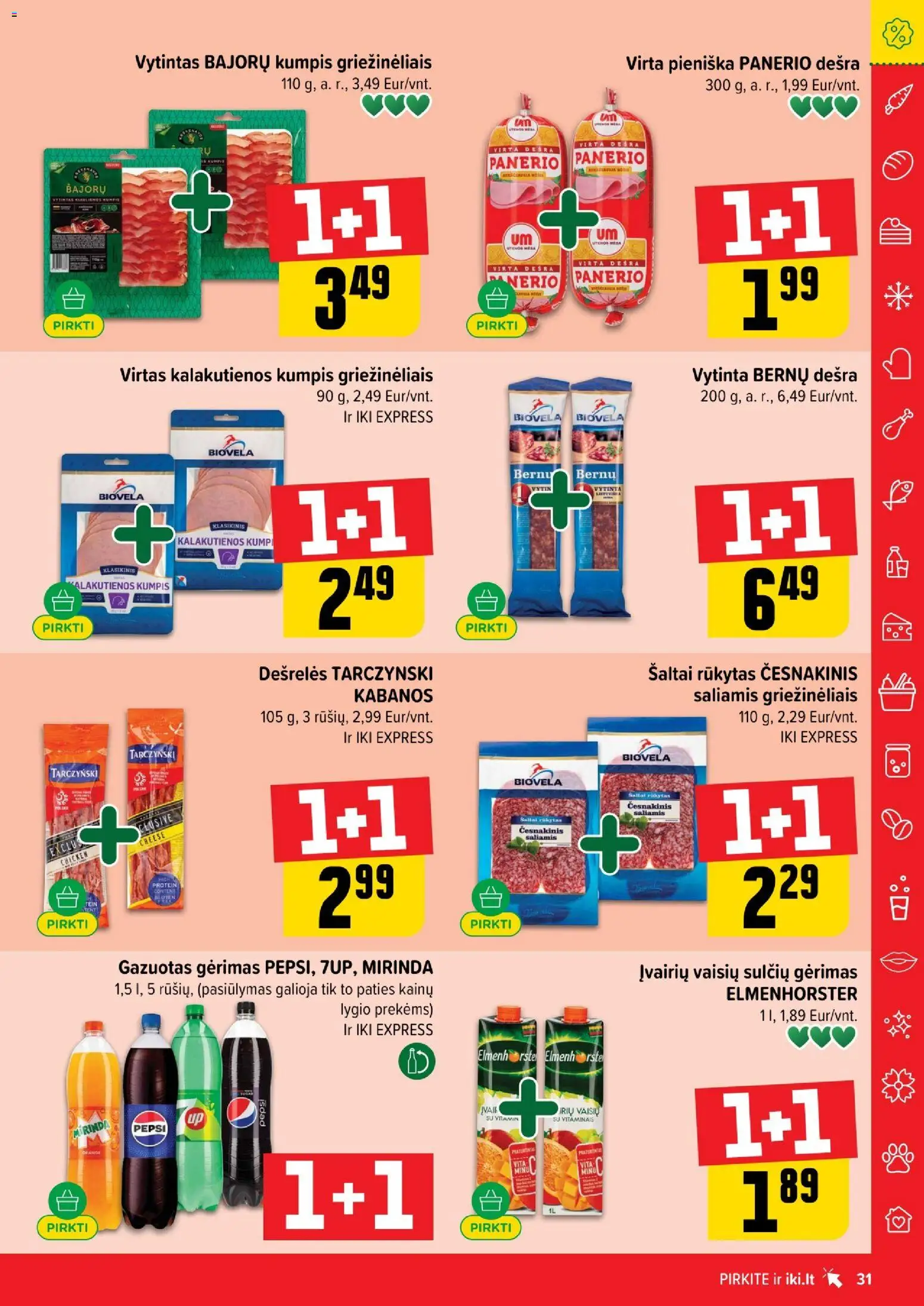 IKI akcijos nuo 01.05.2026 | Puslapis: 31 | Prekių: Dešrelės, Saliamis, Kumpis, Dešra