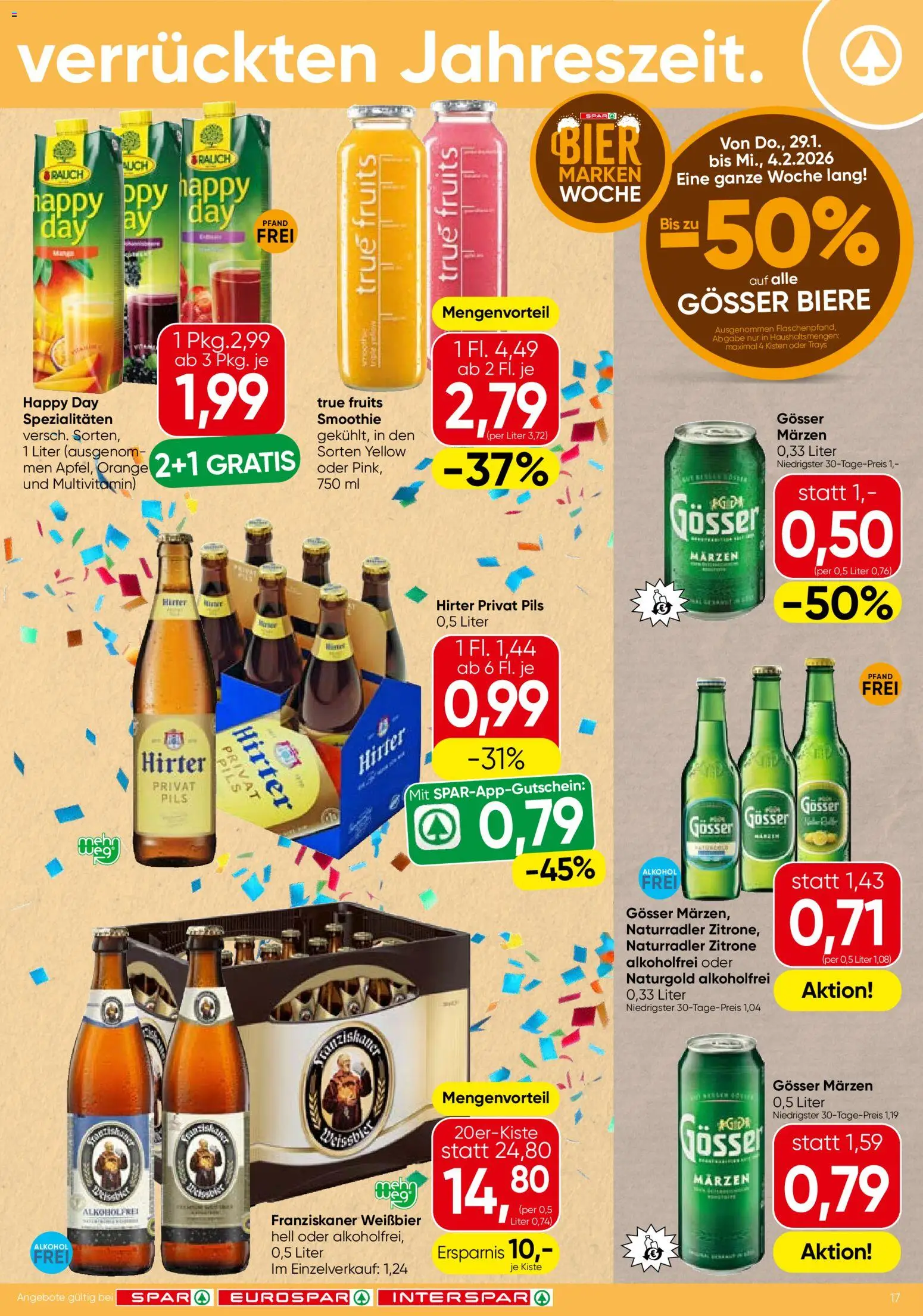 Spar Flugblatt - Tirol gültig ab 29.01.2026 | Seite: 17 | Produkte: Zitrone, Bier, Papier blanc