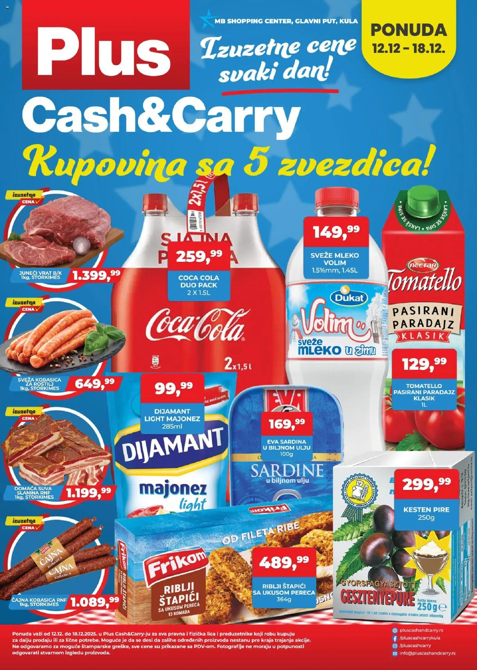 Plus Cash & Carry katalog - važi od 12.12.2025 | Strana: 1 | Proizvode: Mleko, Kobasica, Roštilj, Sardina