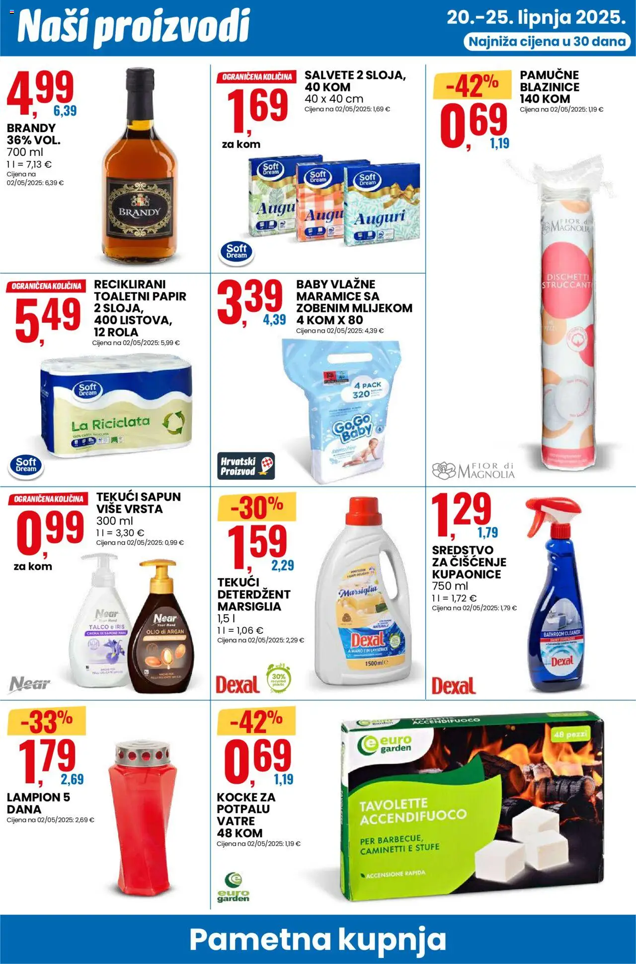 Eurospin katalog | vrijedi od 20.06.2025 | Stranica: 12 | Proizvodi: Kocke za potpalu, Deterdžent, Toaletni papir, Tekući deterdžent