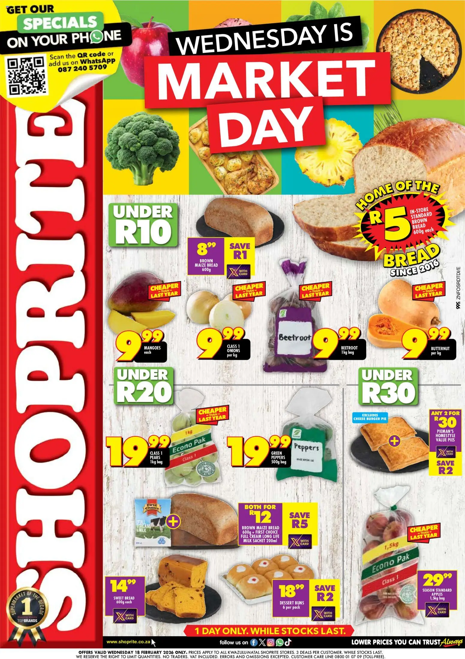 New Shoprite catalogue – valid from 18.02.2026 | Page: 1 | Products: Phone, Buns, Milk, Cheese