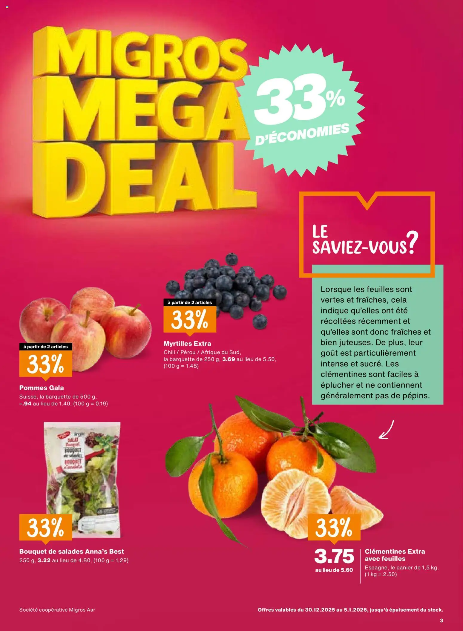 Migros Aktionen FR – gültig ab 30.12.2025 | Seite: 3 | Produkte: Chili, Apple