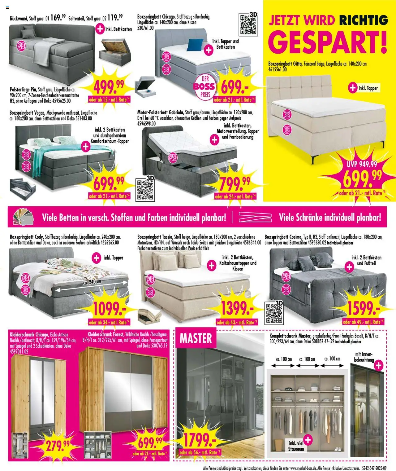 SB Möbel Boss Prospekt Neubrandenburg – gültig ab 11.10.2025 | Seite: 9 | Produkte: Kissen, Boxspringbett, Topper, Spiegel