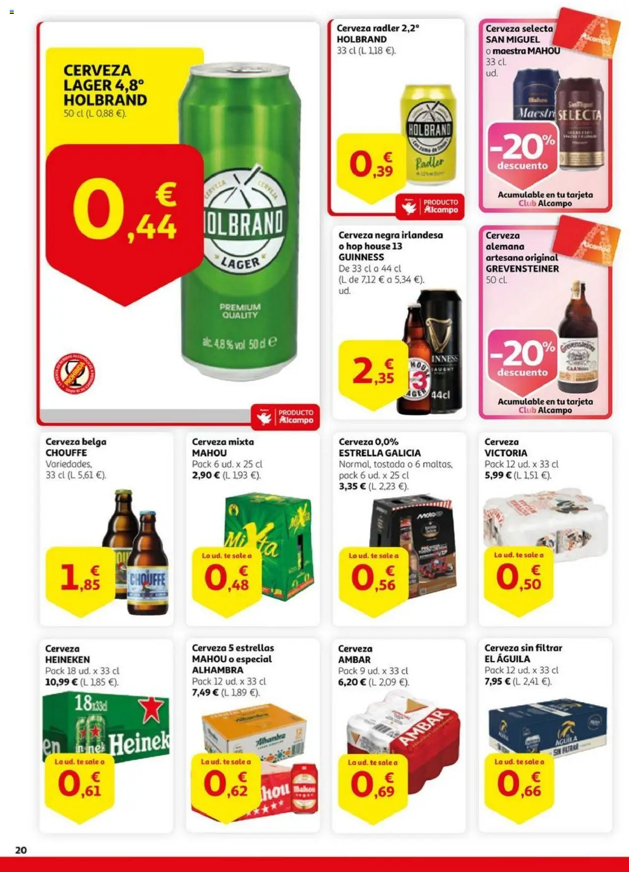 Alcampo - HG Unificado Madrid │ válido desde el 15.07.2025 | Página: 20 | Productos: Cerveza, Té, Σπανάκι