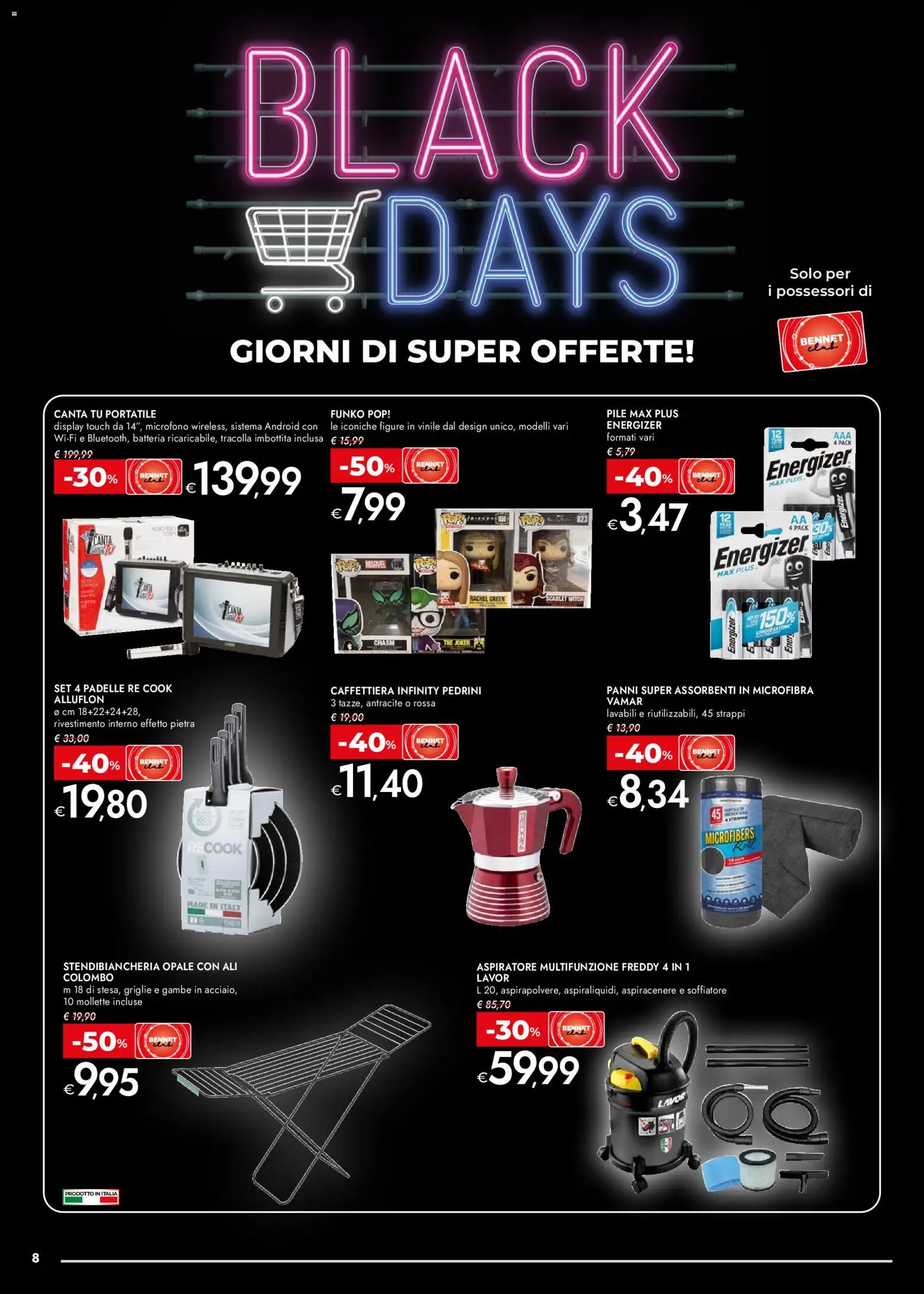 Volantino bennet del 13.11.2025 | Pagina: 8 | Prodotti: Pile, The, Microfono, Batteria