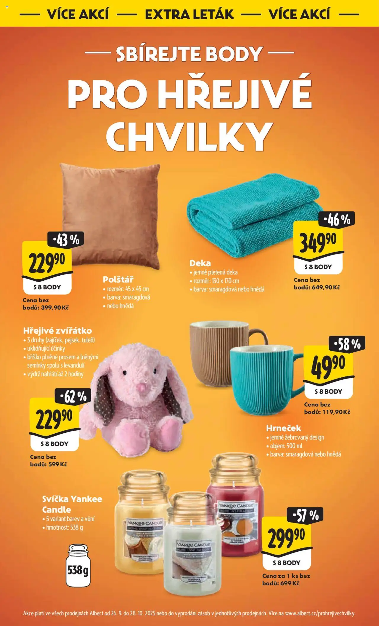 Albert leták - Hypermarket od 08.10.2025 | Strana: 57 | Produkty: Hodiny, Yankee Candle, Polštář, Body