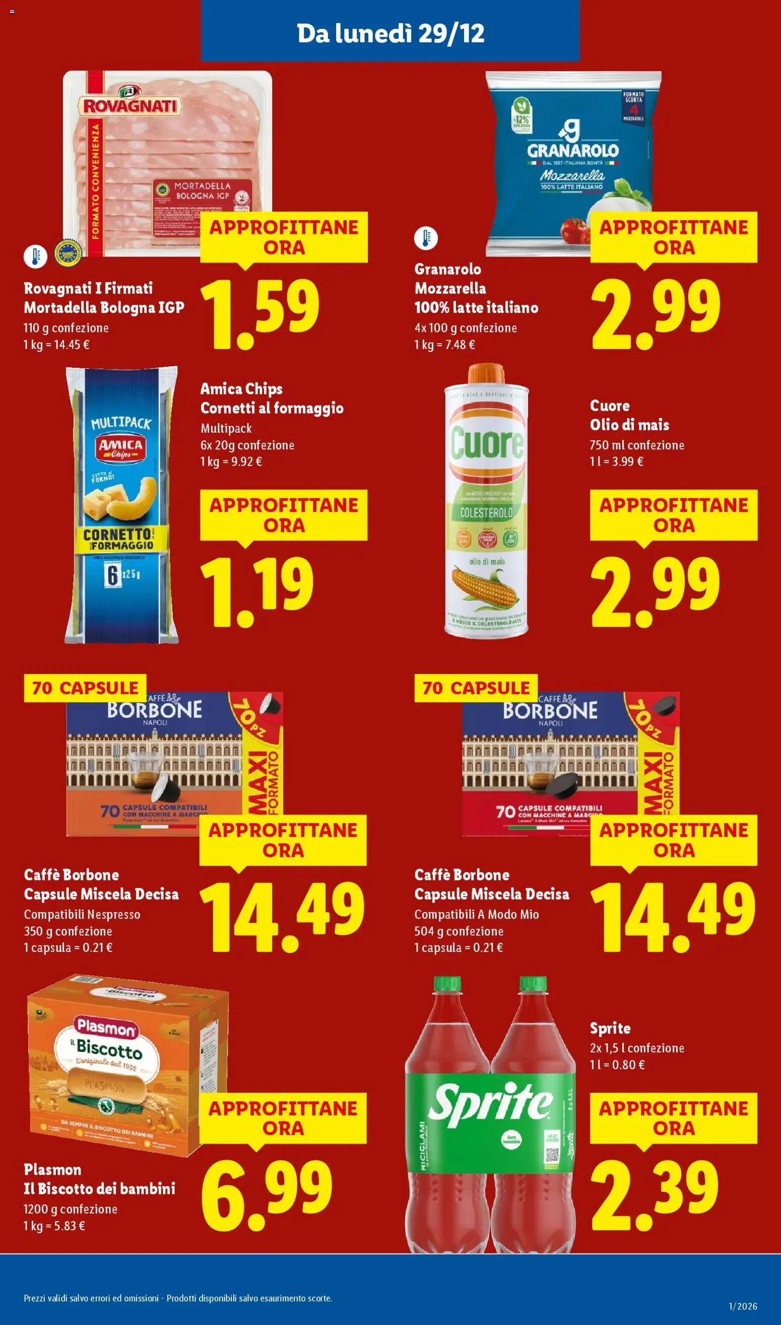 Volantino Lidl del 29.12.2025 | Pagina: 15 | Prodotti: Caffè, Cornetto, Latte, Mortadella