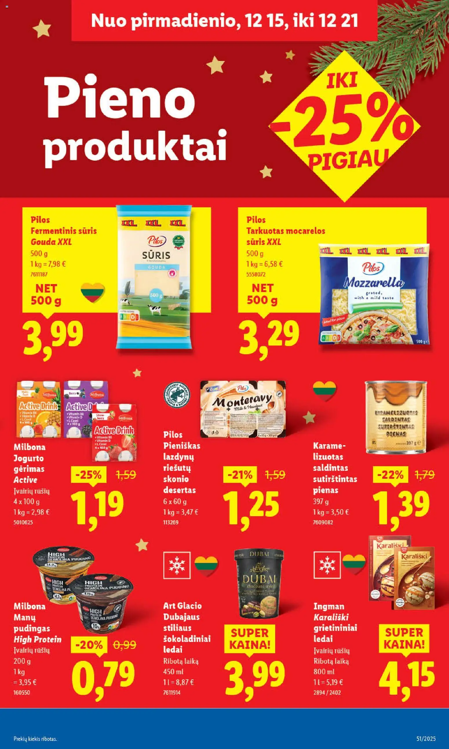 LIDL akcijos nuo 18.12.2025 | Puslapis: 37 | Prekių: Ledai, Fermentinis sūris, Pienas, Sūris