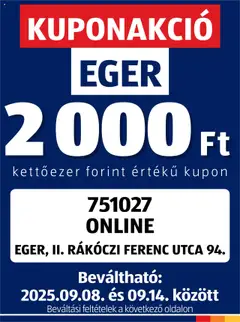 Aldi Kupón Akció | Eger - amely érvényes a következő dátumtól: 08.09.2025