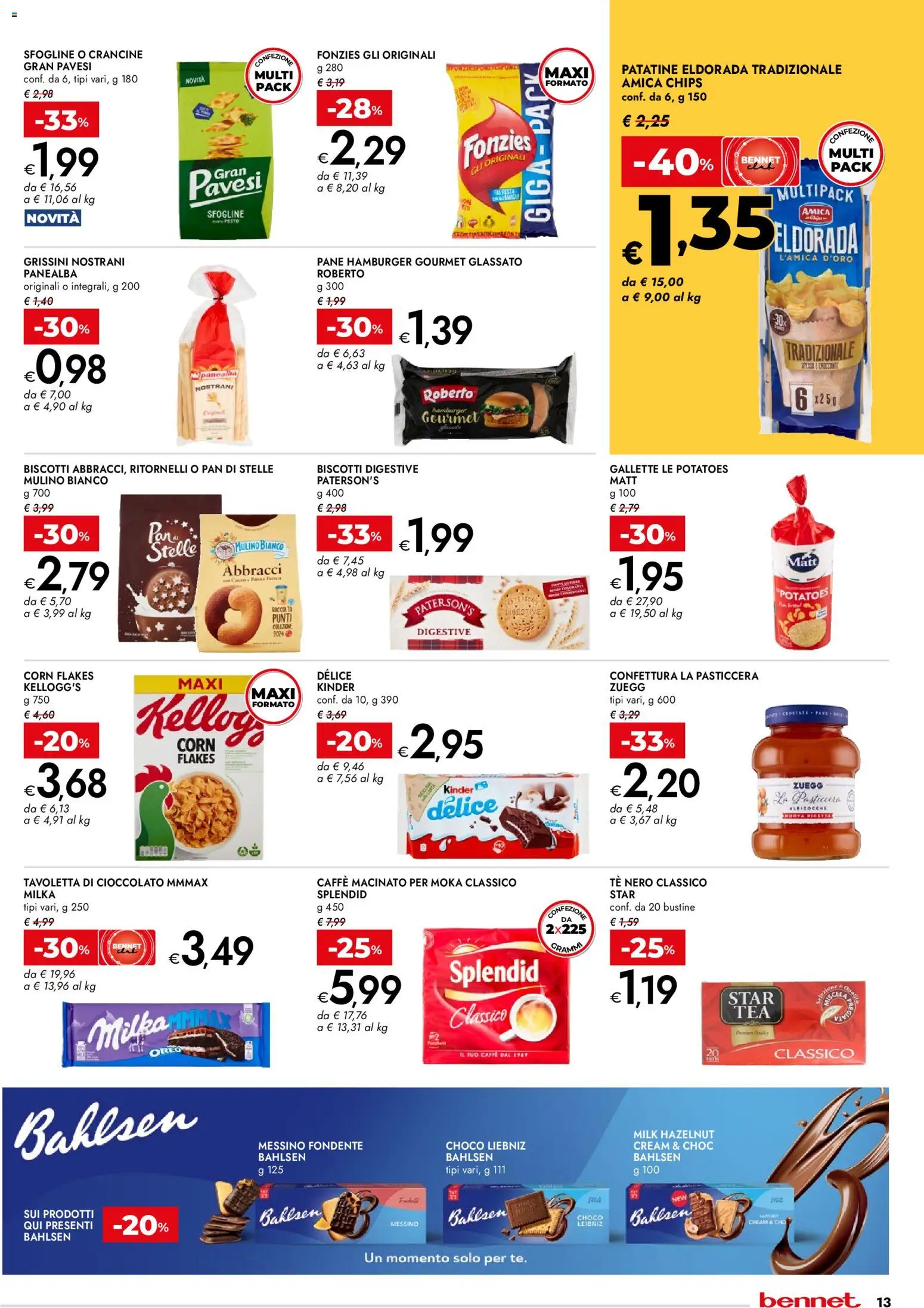 Volantino bennet del 12.02.2026 | Pagina: 13 | Prodotti: Pane, Cioccolato, Panna, Hamburger