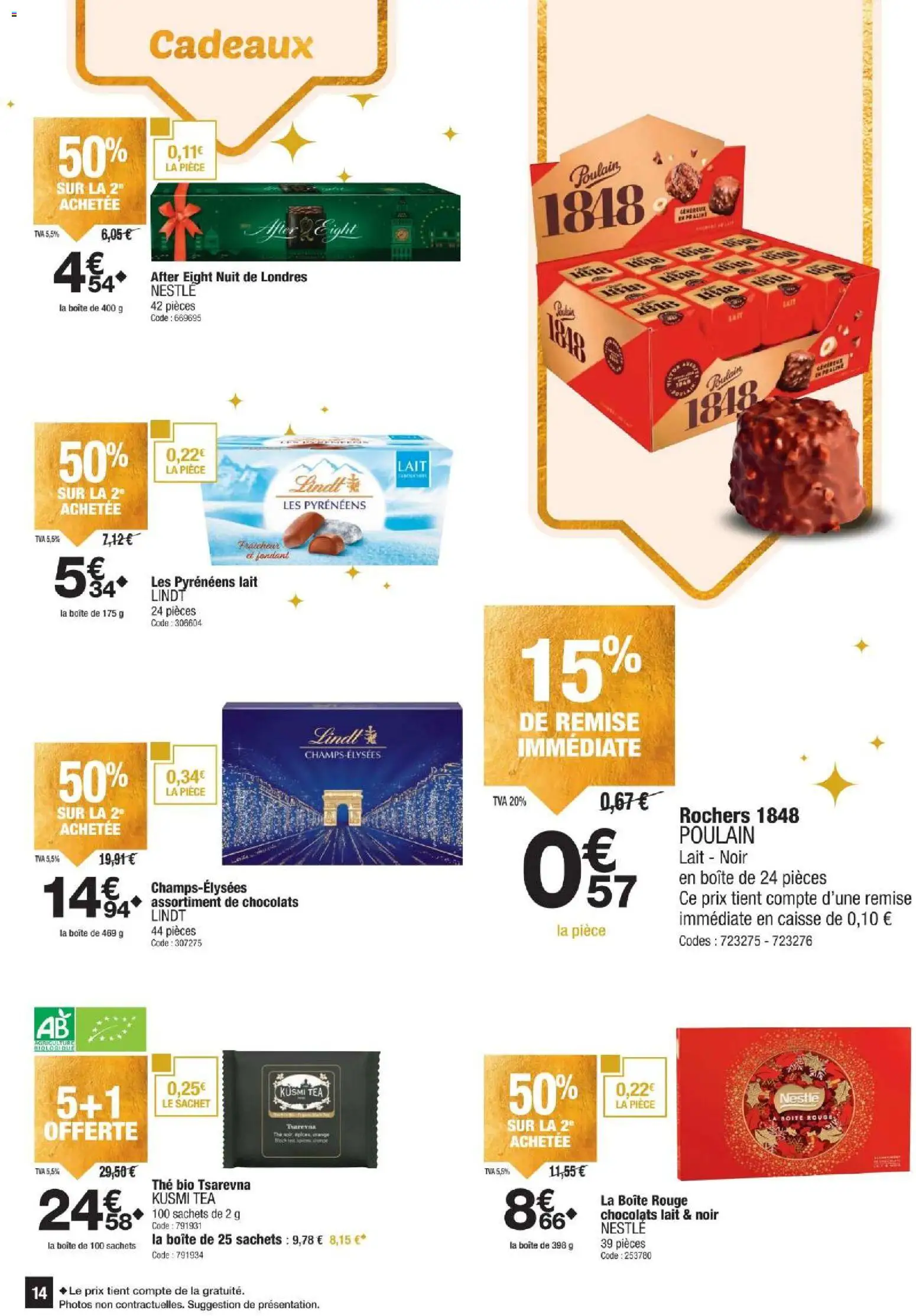 {H1} | Page: 14 | Produits: Lait, Thé, Lindt