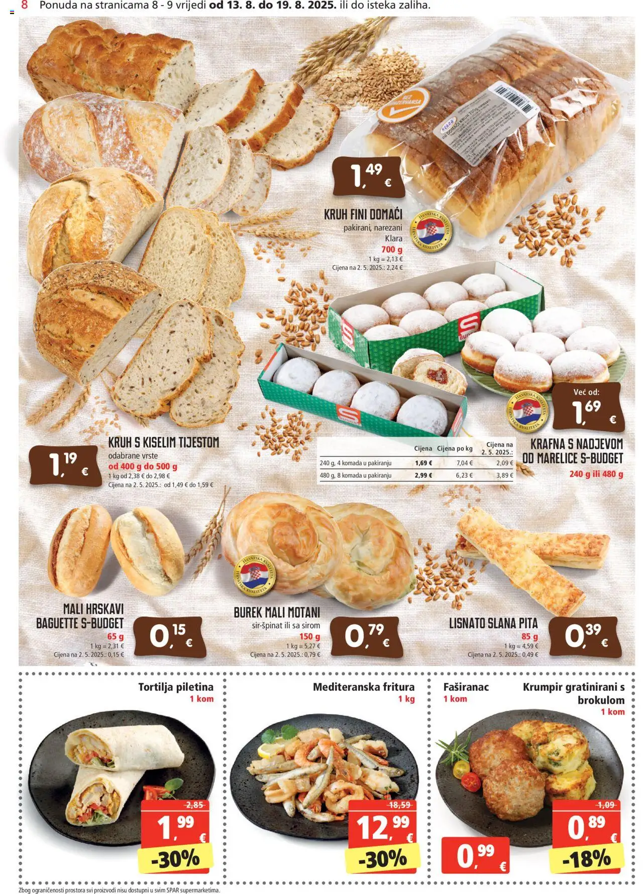 Spar katalog | vrijedi od 13.08.2025 | Stranica: 8 | Proizvodi: Pita, Marelice, Krumpir, Burek