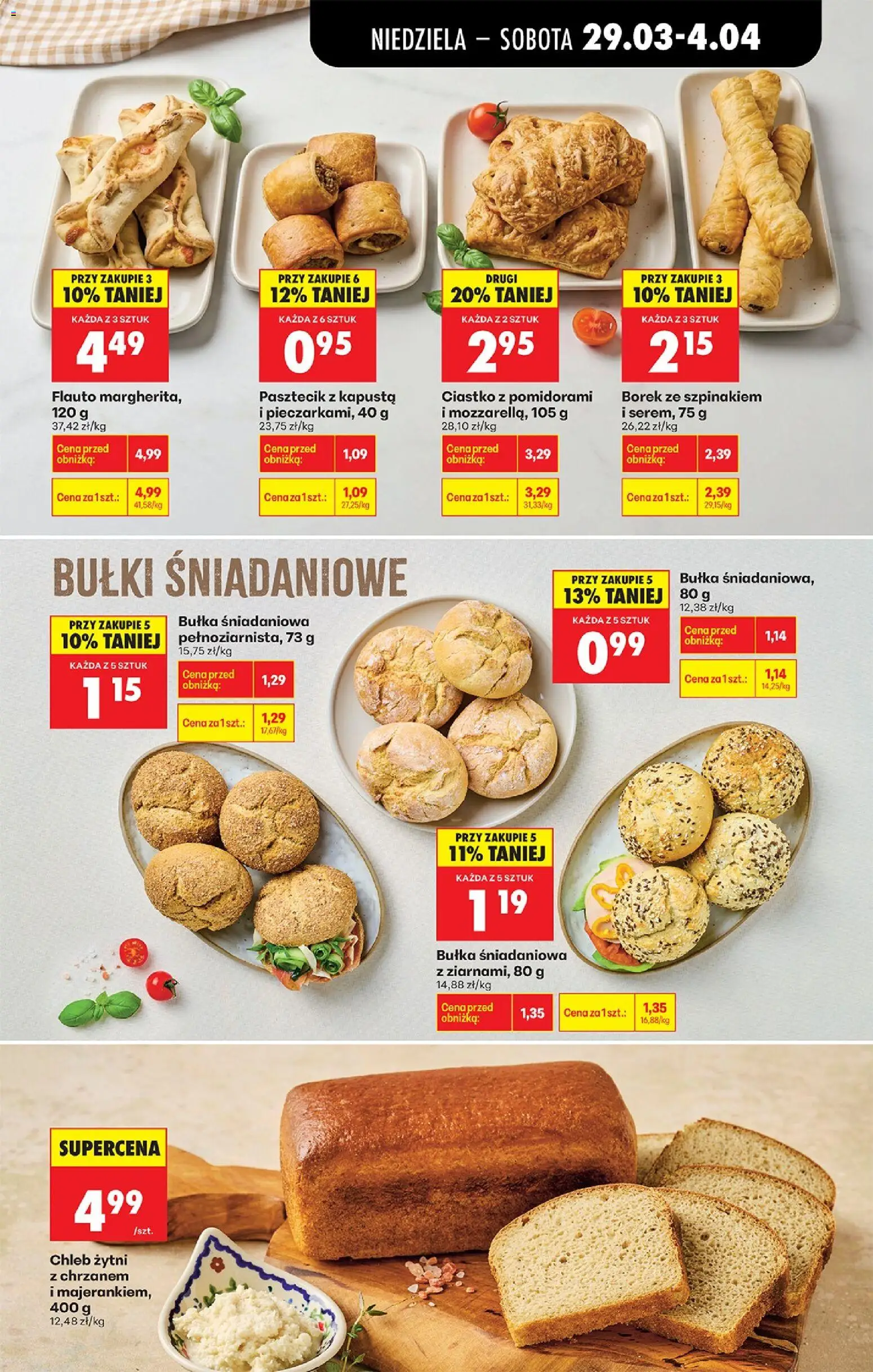 Biedronka gazetka od niedzieli od 29.03.2026 | Strona: 45 | Produkty: Kapusta, Chleb żytni, Bułka, Chleb