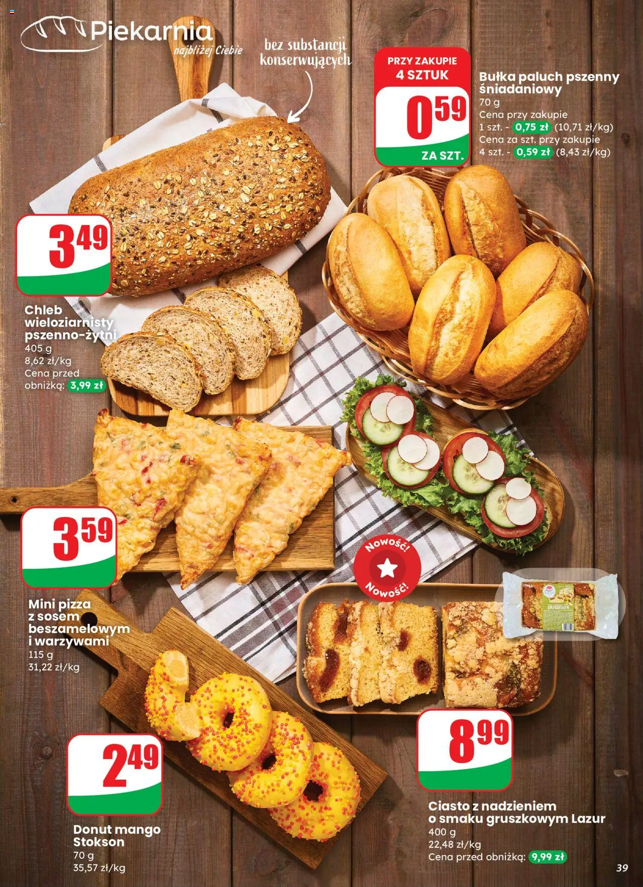 Dino Gazetka od 27.08.2025 | Strona: 39 | Produkty: Ciasto, Mini pizza, Pizza, Chleb wieloziarnisty