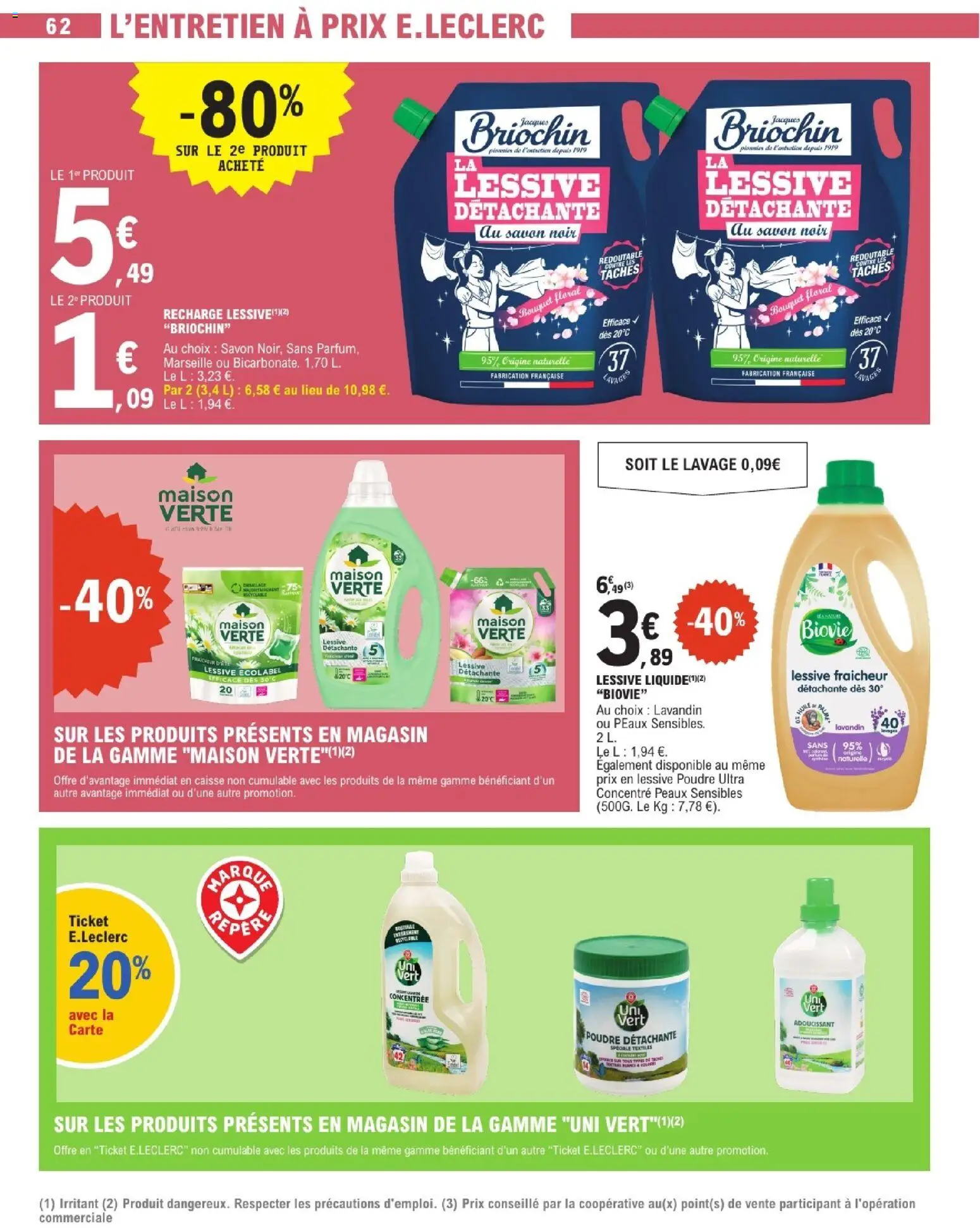 {H1} | Page: 62 | Produits: Poudre, Savon, Adoucissant, Lessive