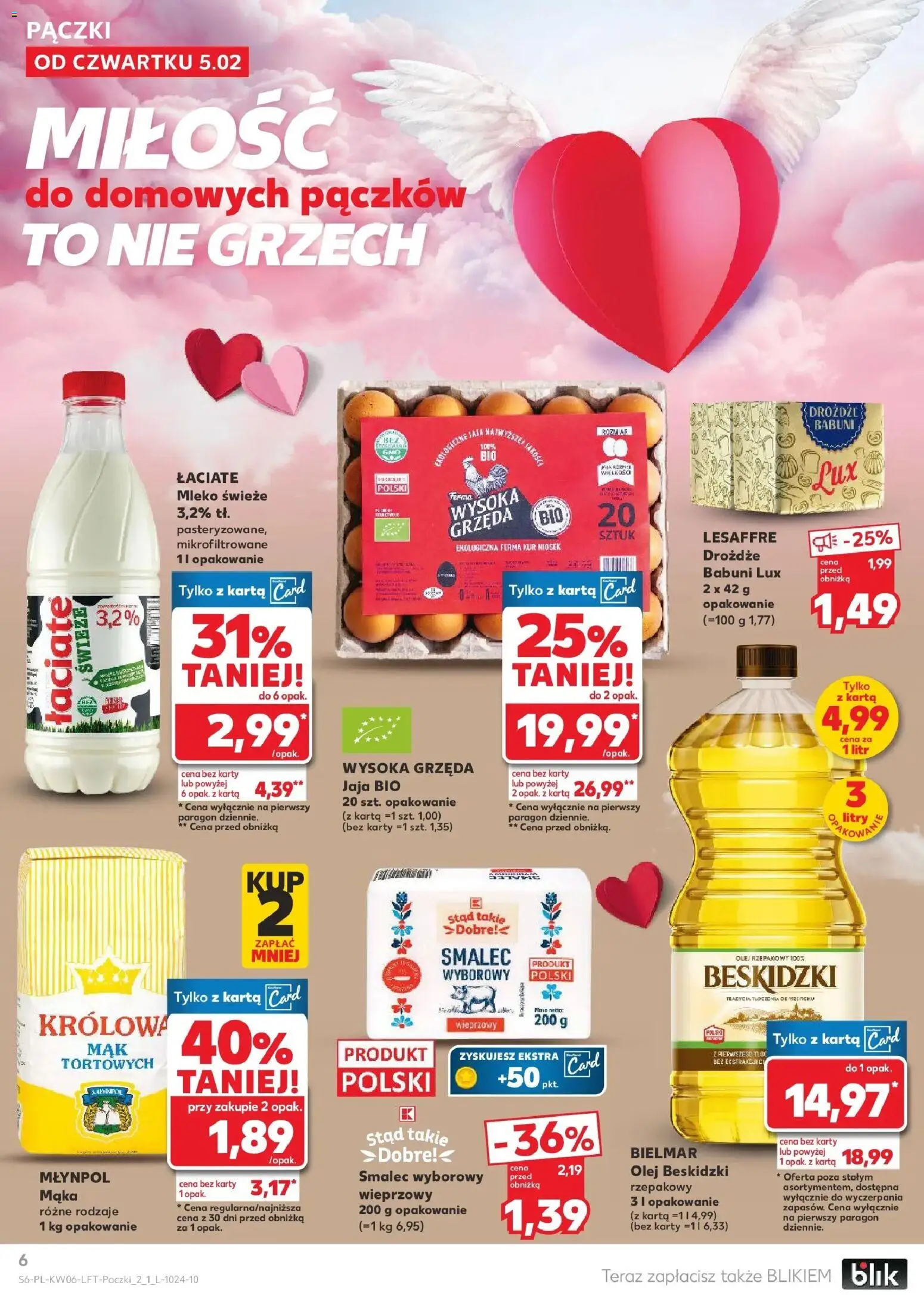 Kaufland gazetka od 05.02.2026 | Strona: 6 | Produkty: Karta, Smalec wyborowy, Mleko, Olej
