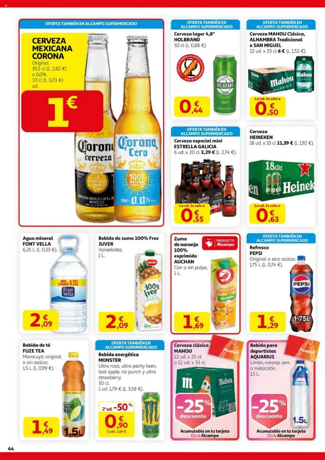 Alcampo - HG Nacional Unificado  │ válido desde el 14.08.2025 | Página: 44 | Productos: Ροζ πιπέρι, Té, Agua mineral, Σπανάκι