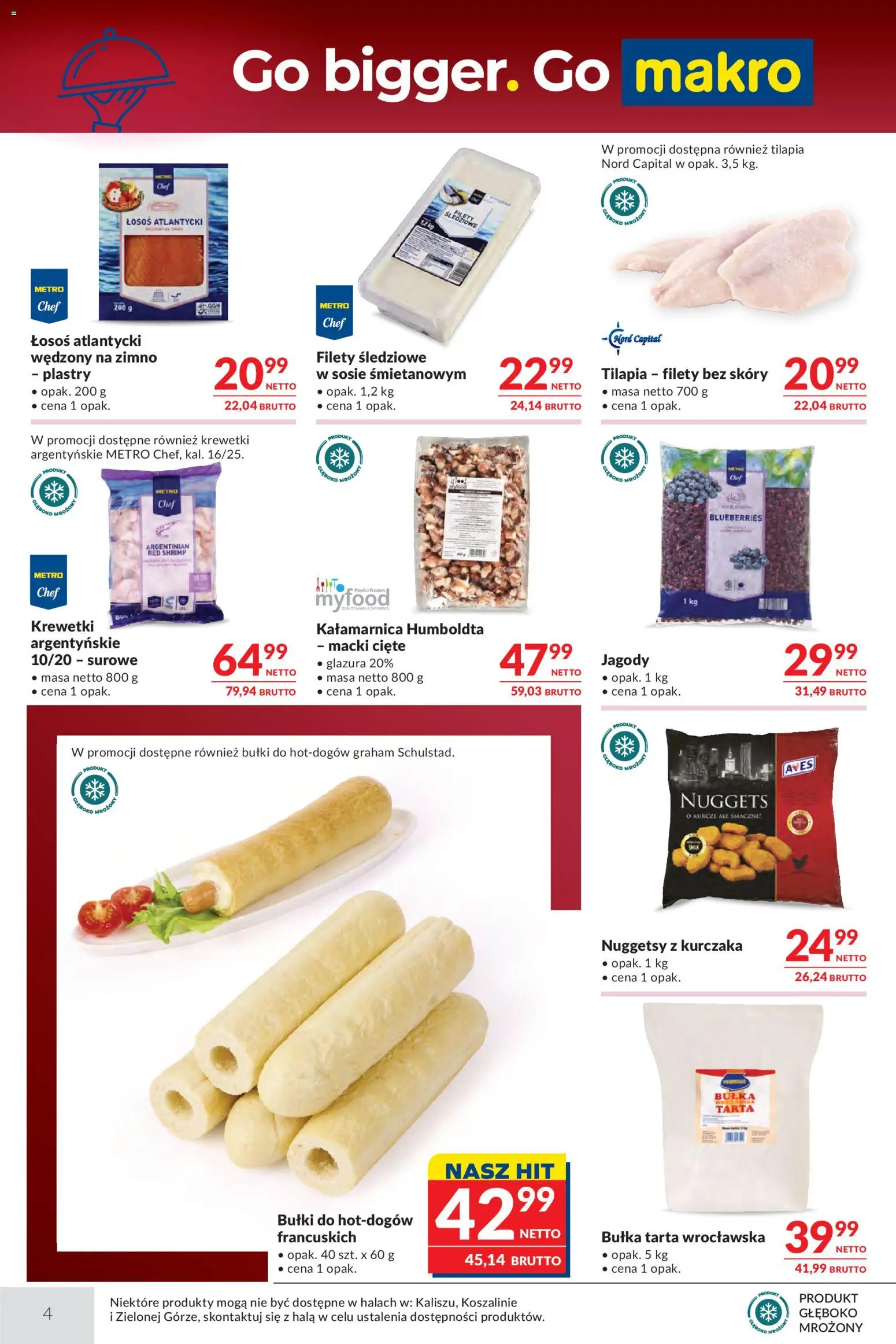 Makro gazetka - Oferta dla gastronomii od 07.04.2026 | Strona: 4 | Produkty: Łosoś atlantycki, Bułka tarta, Łosoś, Bułka