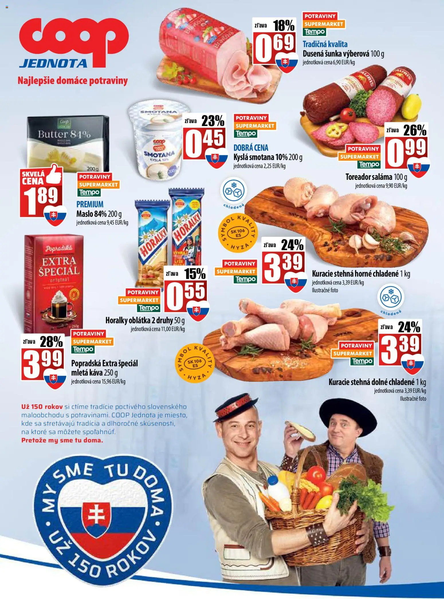 Nové COOP Jednota akcie – leták je platný od 23.10.2025 | Strana: 28 | Produkty: Káva, Saláma, Šunka, Smotana