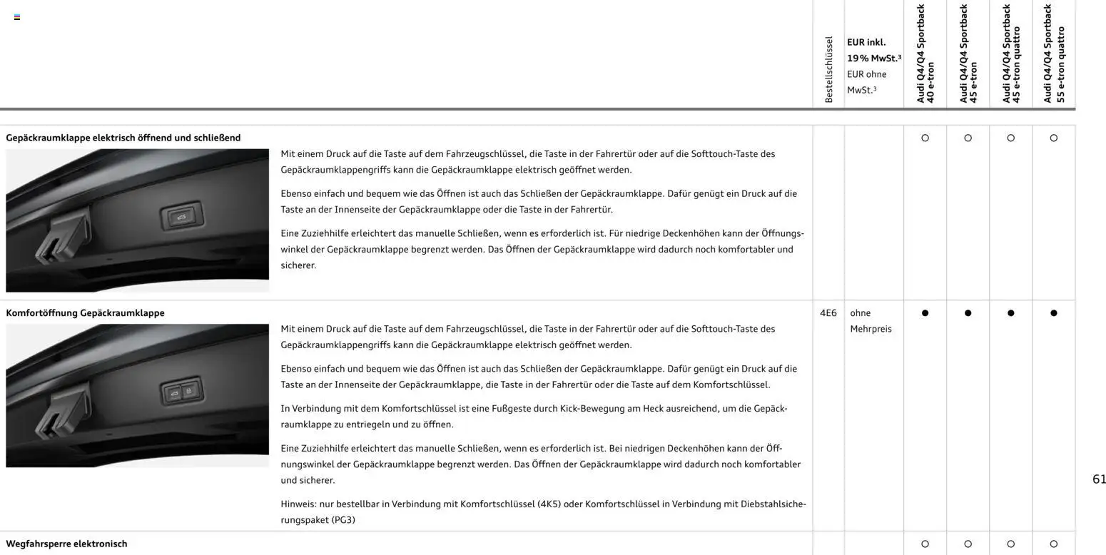 Audi Q4 e-tron / Q4 Sportback e-tron – gültig ab 01.10.2025 | Seite: 61