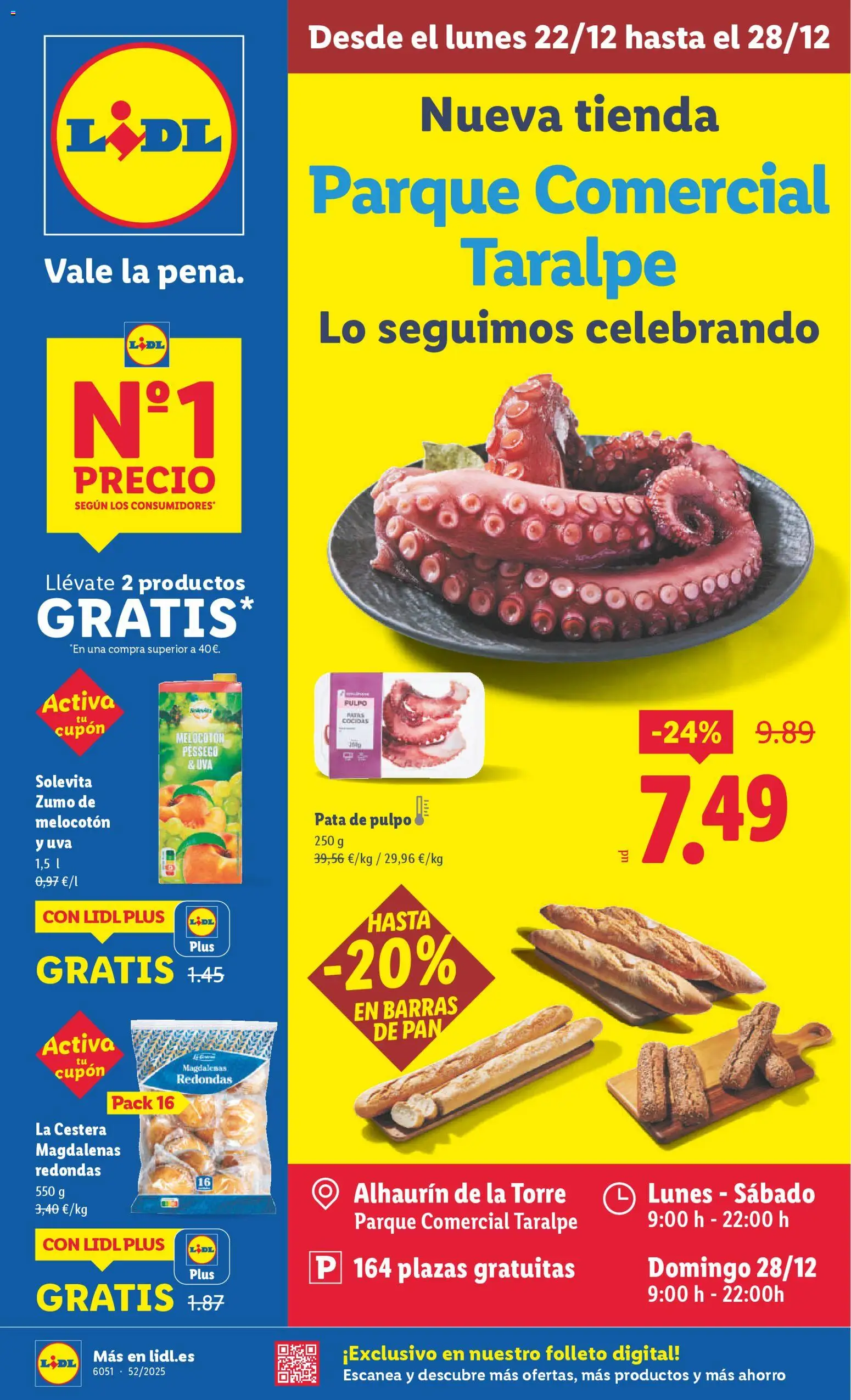 Lidl - Parque Comercial Taralpe │ válido desde el 22.12.2025 | Página: 1 | Productos: Pan, Ροζ πιπέρι, Magdalenas