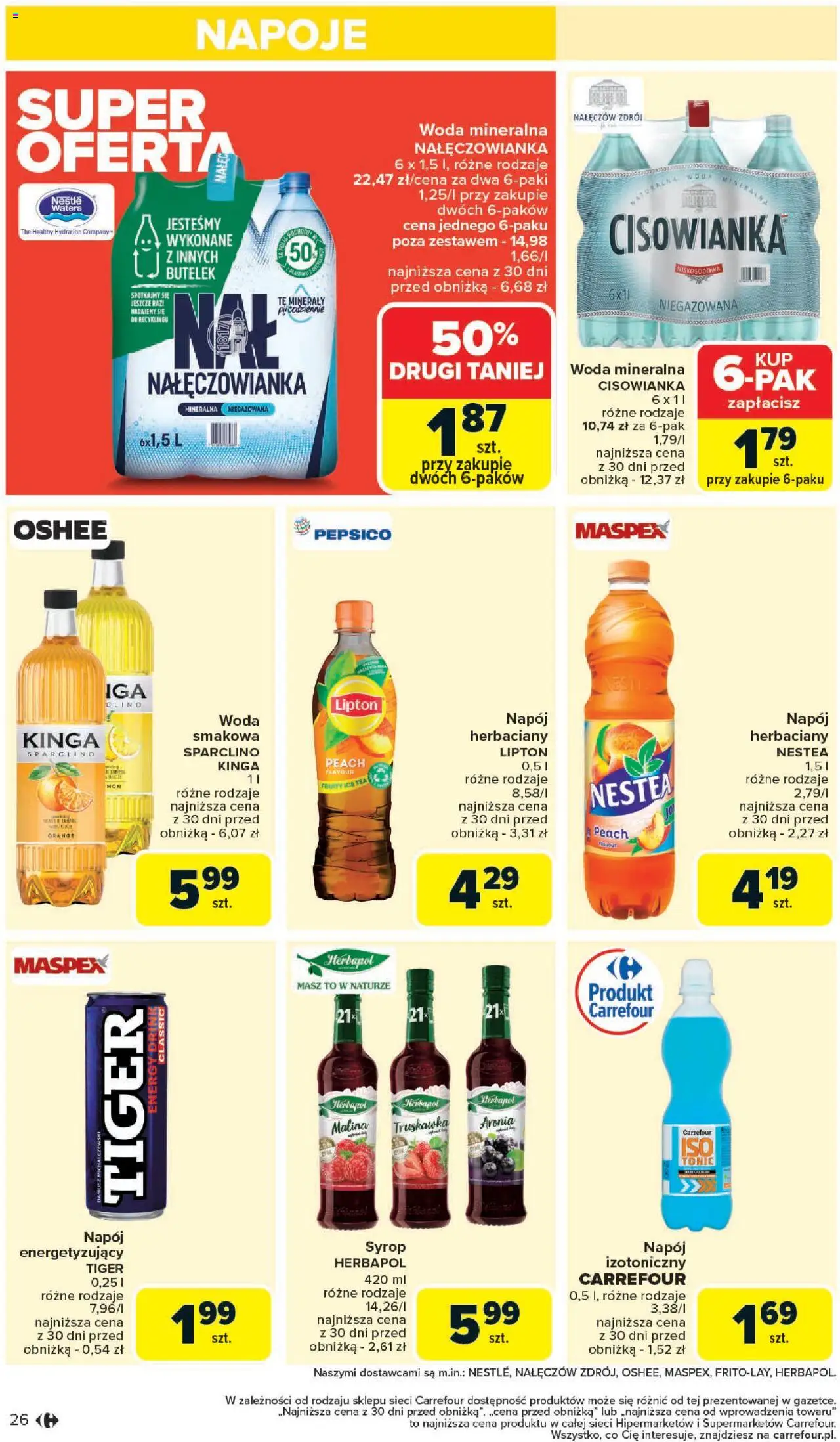 Carrefour Gazetka od 25.08.2025 | Strona: 28 | Produkty: Syrop, Malina, Napoje, Woda
