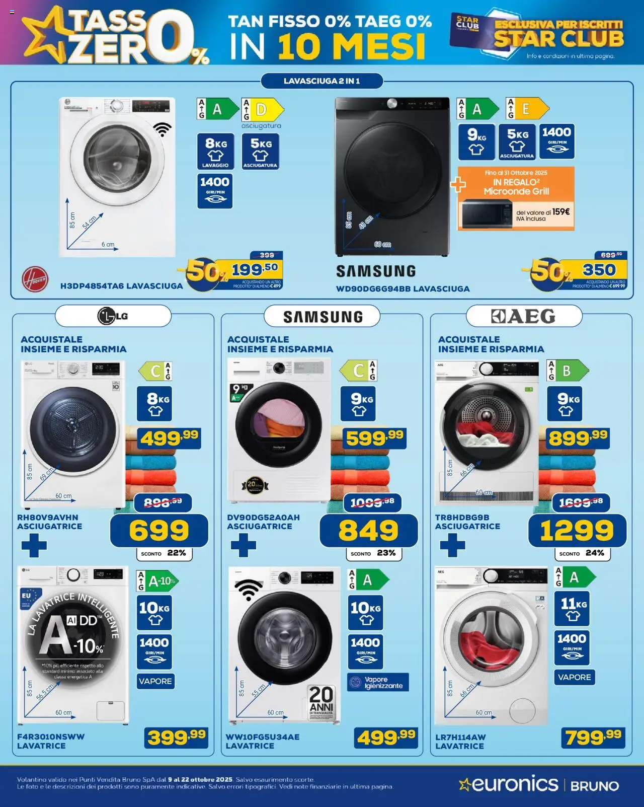 Volantino Euronics del 09.10.2025 | Pagina: 16 | Prodotti: Microonde, Lavasciuga, Asciugatrice, Samsung