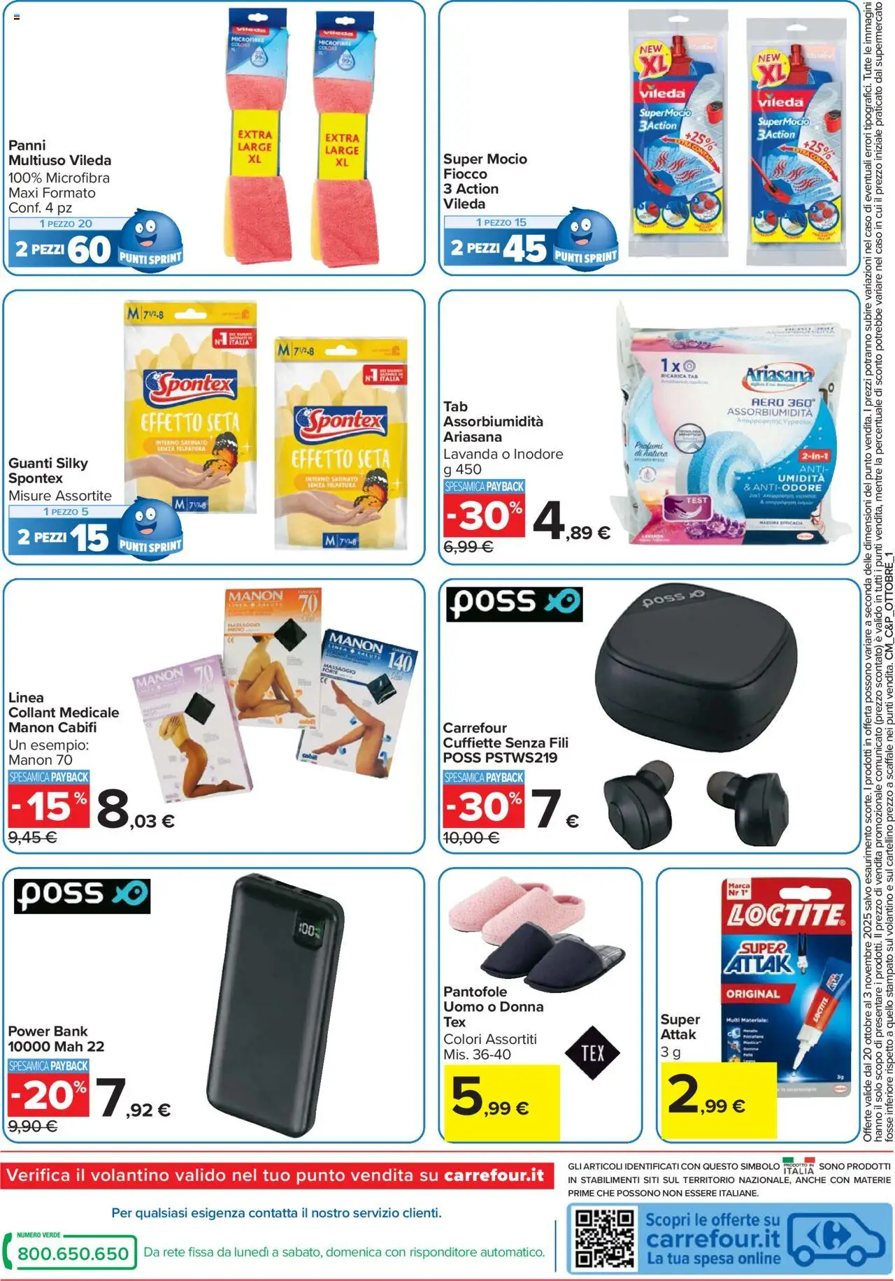 Volantino Carrefour del 20.10.2025 | Pagina: 16 | Prodotti: Power bank, Pantofole, Collant, Lavanda
