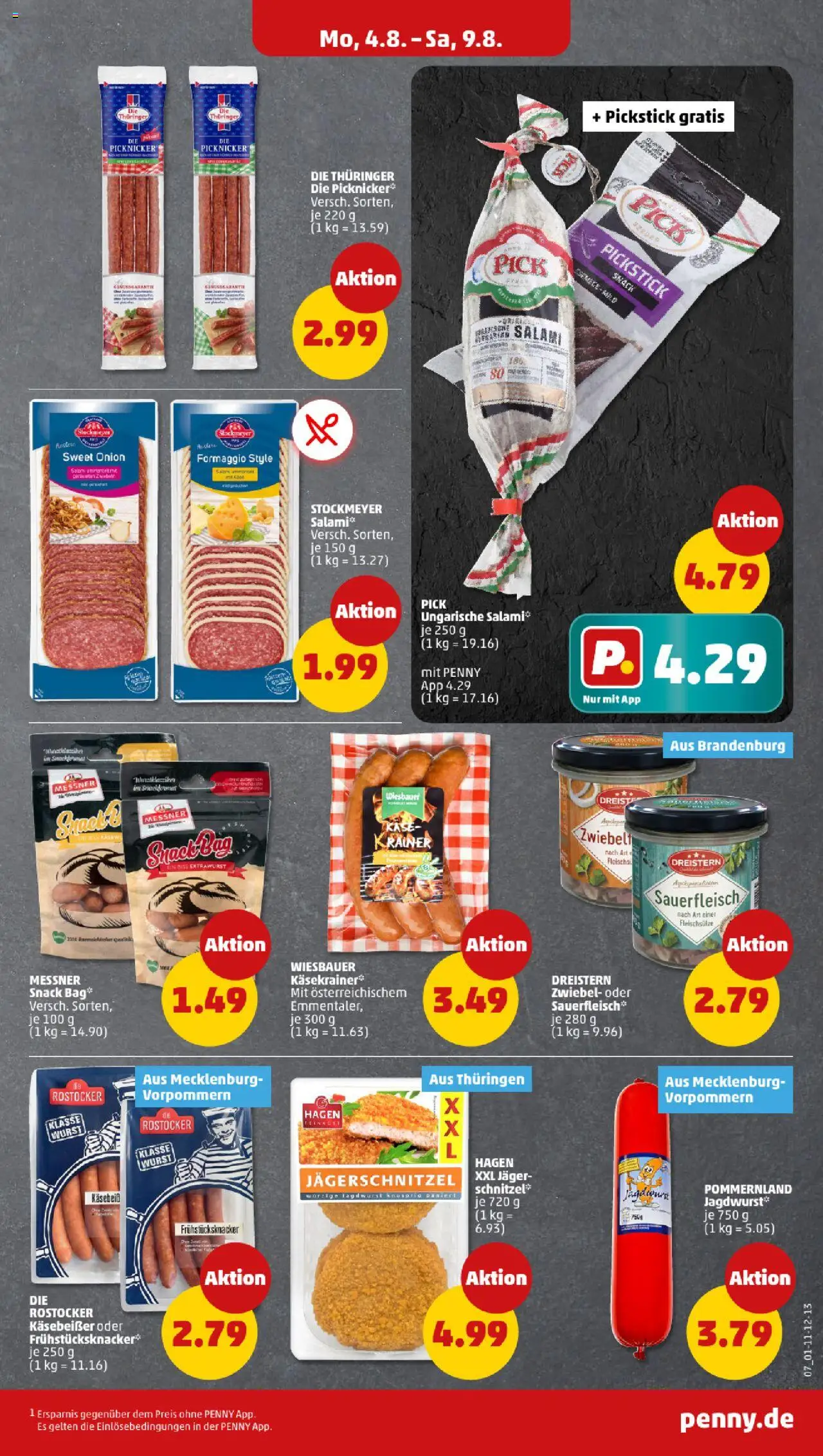 Penny Prospekt 	 - gültig ab dem 04.08.2025 | Seite: 7 | Produkte: Käse, Wurst, Salami