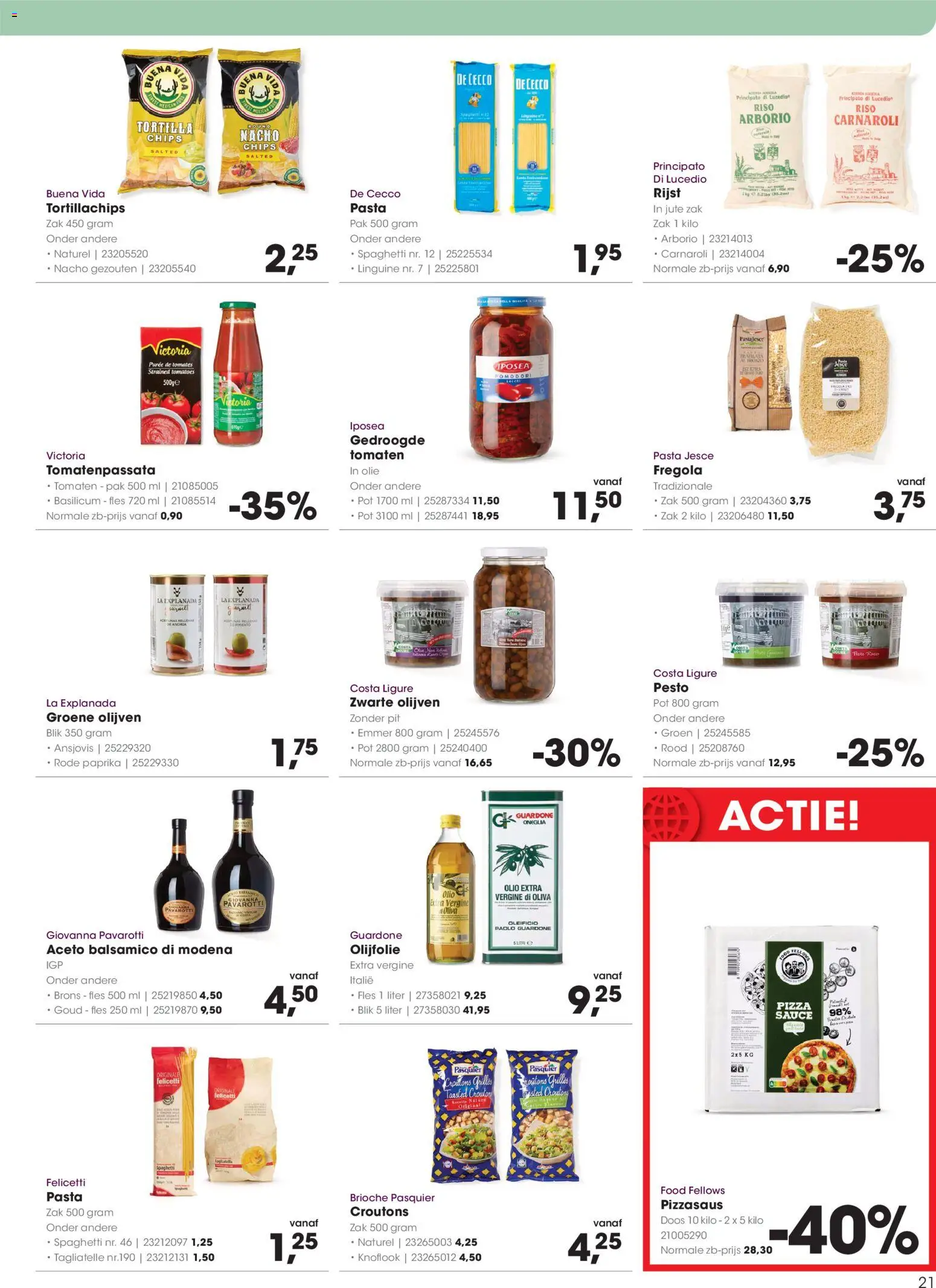 {H1} | Pagina: 21 | Producten: Pizza, Tomaten, Tortillachips, Olijven