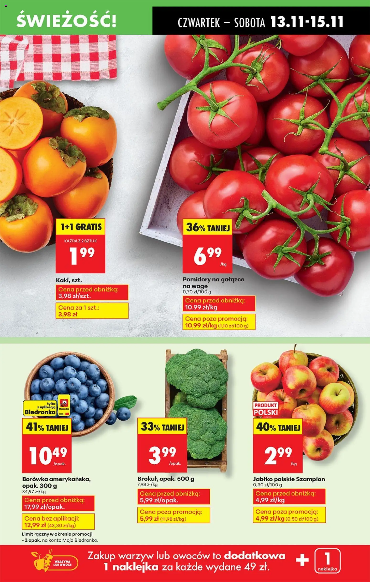 Biedronka gazetka - Oferta w tym tygodniu od 13.11.2025 | Strona: 19 | Produkty: Kaki, Pomidory, Warzywa, Owoce