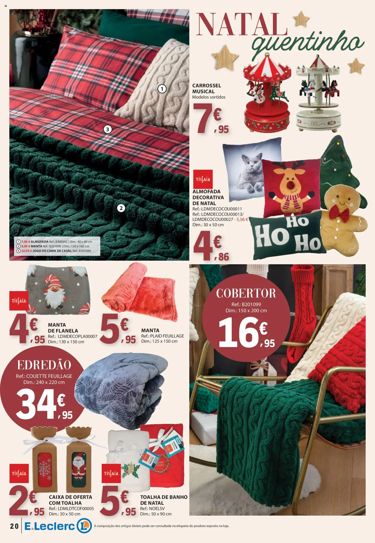 E.Leclerc - Folheto Natal │ válido de 04.11.2025 | Página: 20 | Produtos: Jogo de cama, Almofada, Caixa, Banho