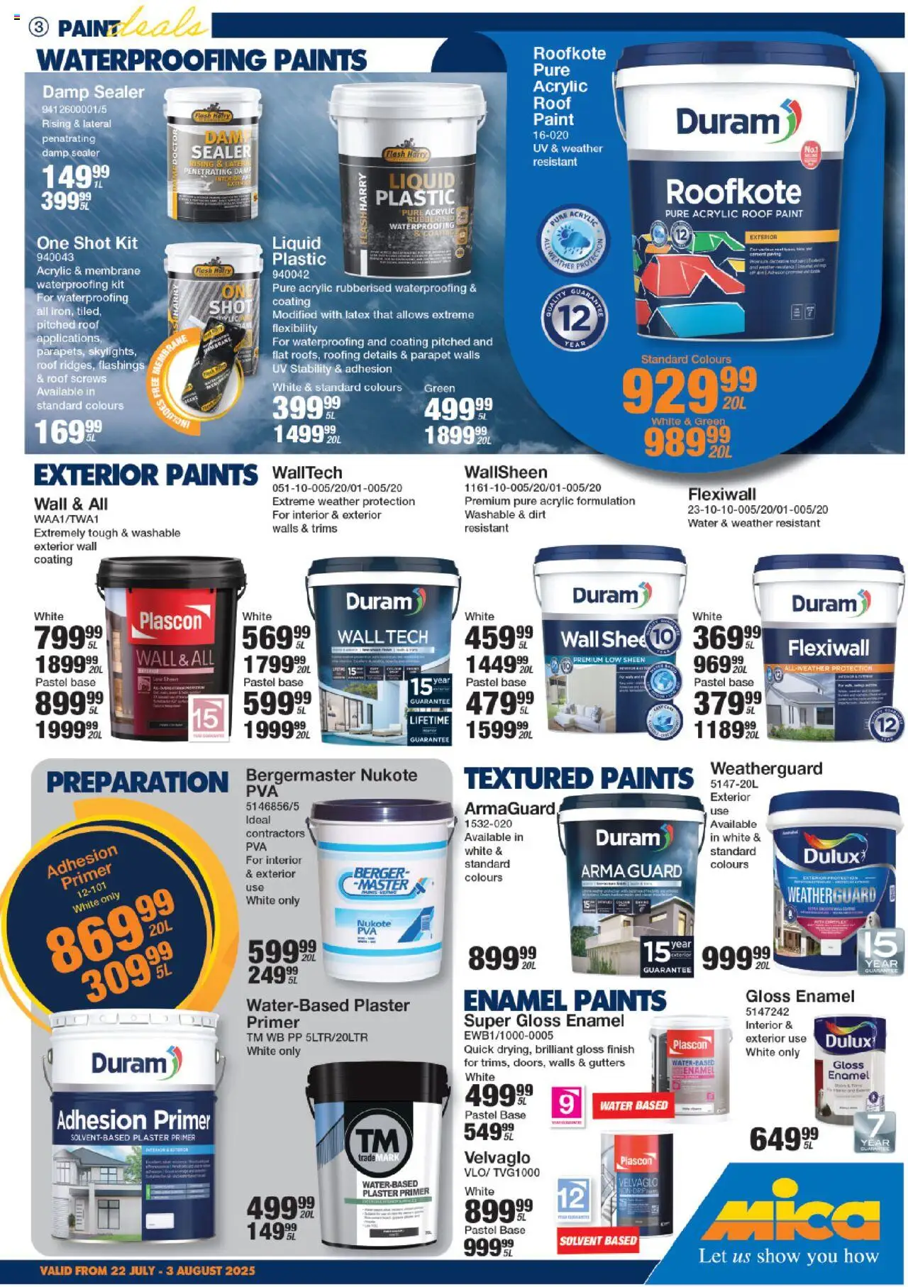 MICA National Leaflet │ valid from 22.07.2025 | Page: 3 | Products: Primer, Gloss, Plaster, Water