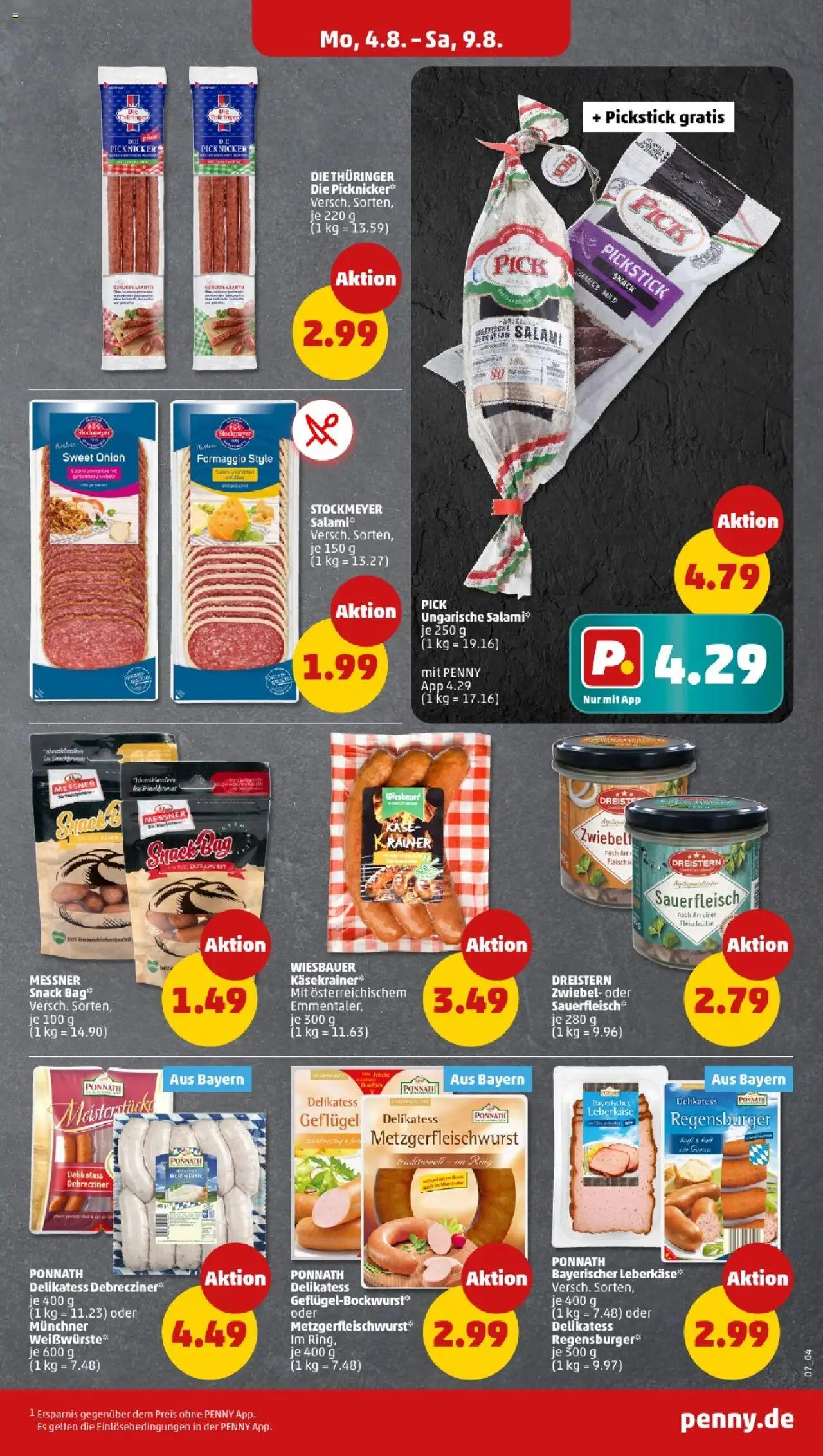 Penny - Bayern - gültig ab dem 04.08.2025 | Seite: 7 | Produkte: Käsekrainer, Salami, Leberkase
