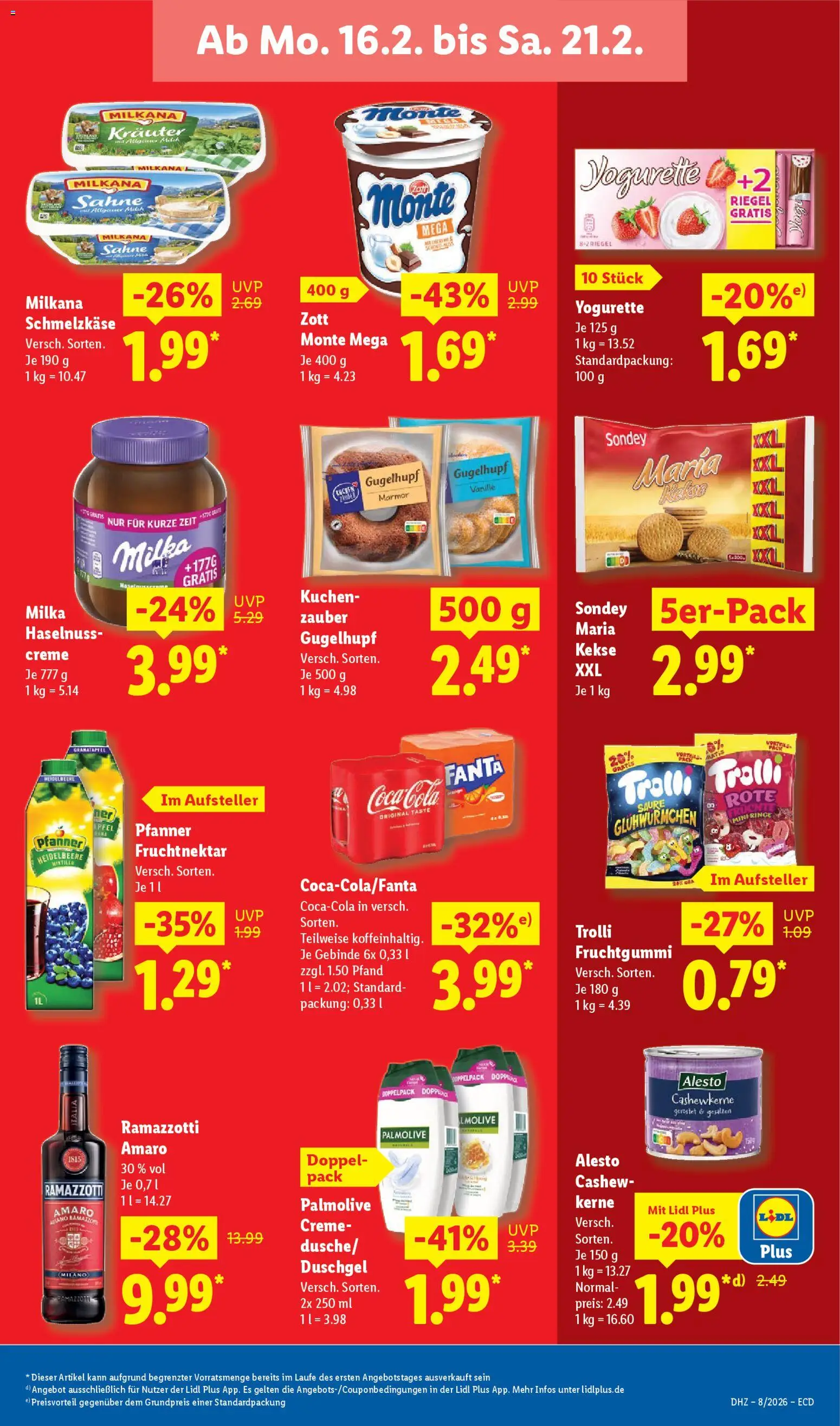 Lidl - Prospekt – gültig ab 16.02.2026 | Seite: 19 | Produkte: Yogurette, Äpfel, Kekse, Ramazzotti