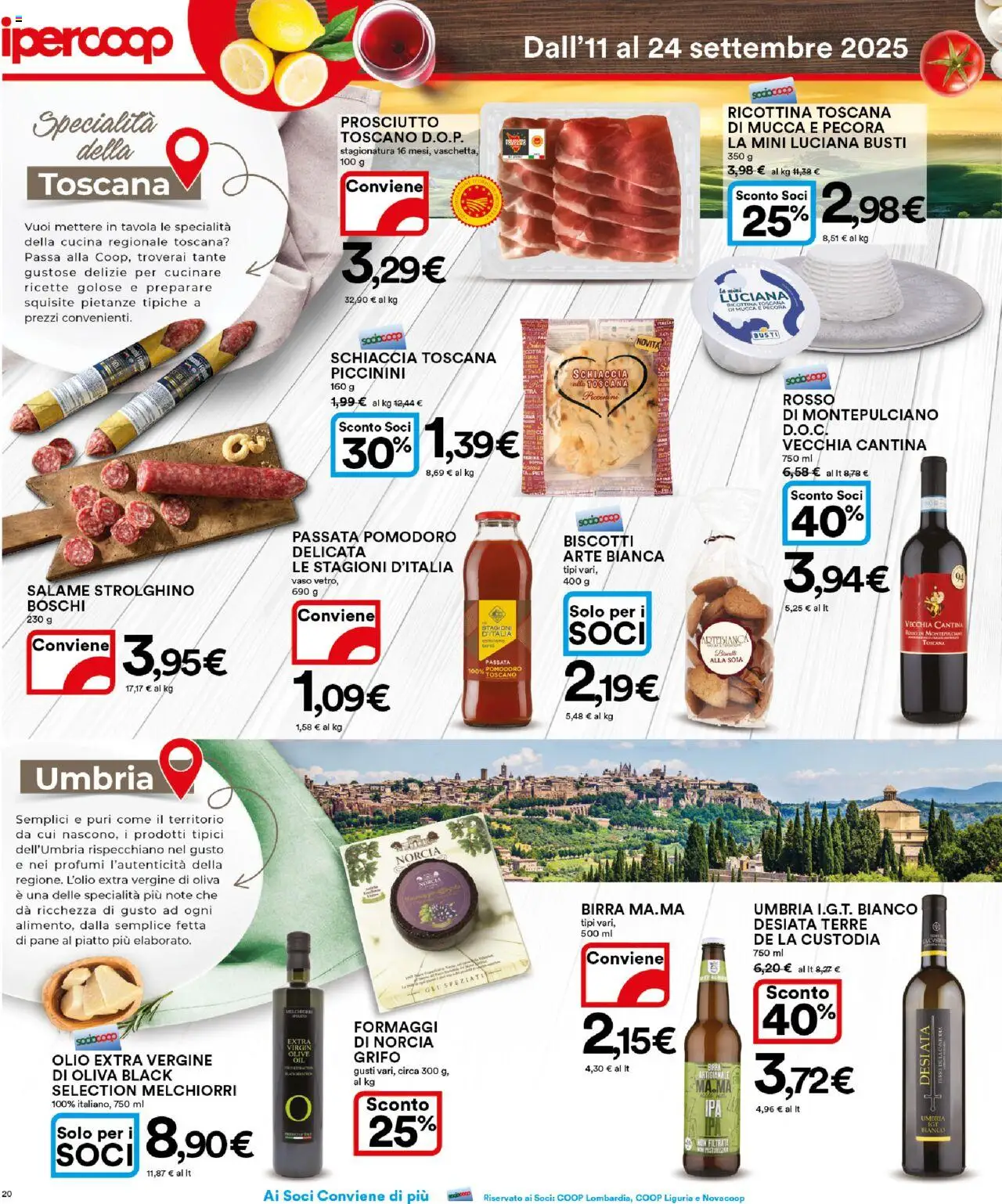 Volantino Ipercoop del 11.09.2025 | Pagina: 20 | Prodotti: Pane, Olive, Piatto, Vaso