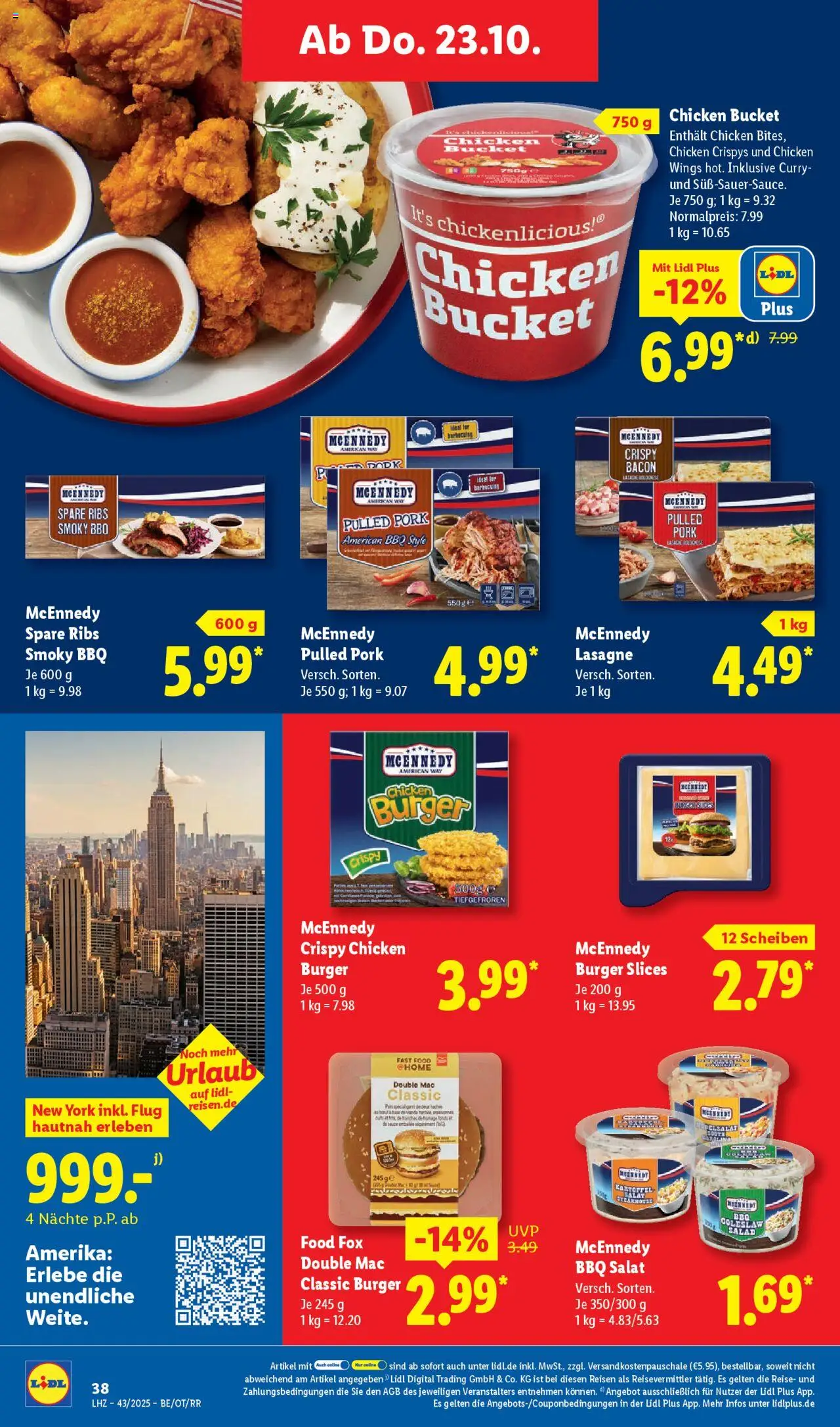 Lidl Prospekt Essen – gültig ab 20.10.2025 | Seite: 56 | Produkte: Spare ribs, Burger, Salat