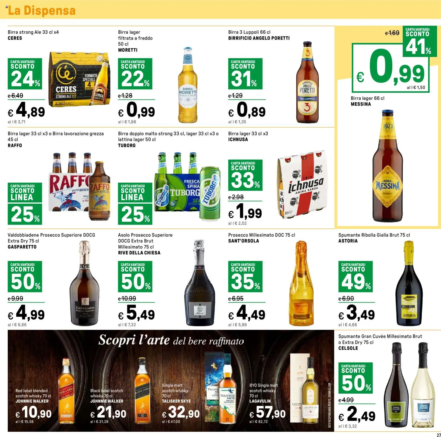 Volantino Iper del 23.01.2026 | Pagina: 27 | Prodotti: Birra, Prosecco, Whisky, Ceres